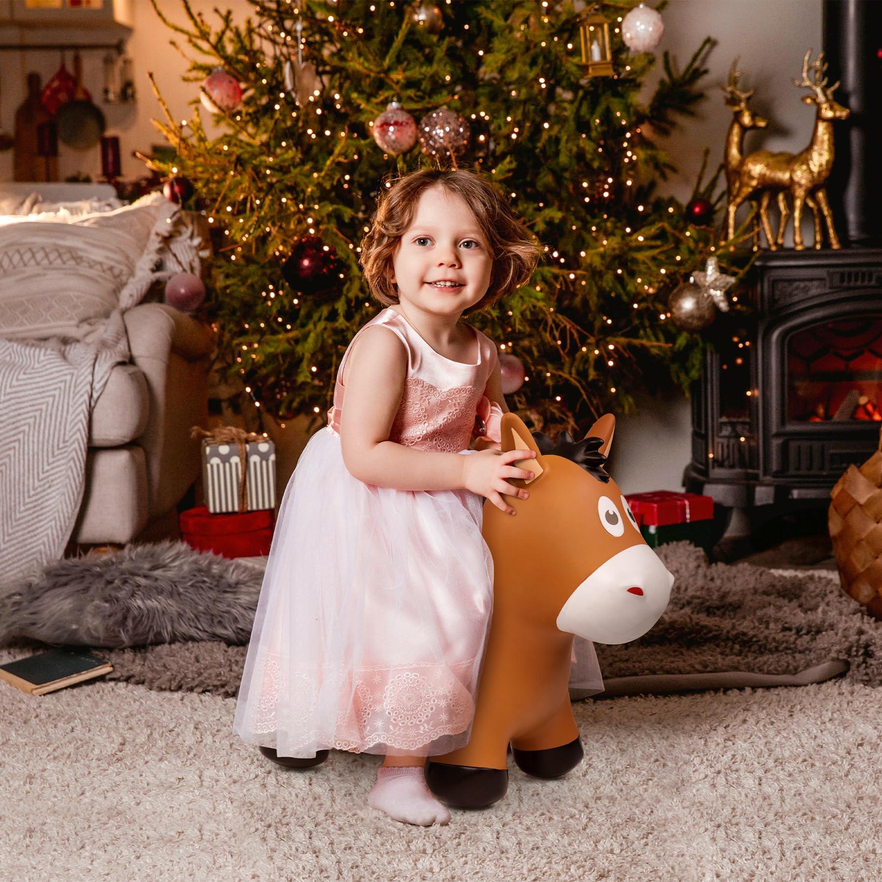 ZOOJOY ZOOJOY Bouncy Horse Hopping Toys, Inflatable Animal Horse Toys for Toddlers 1-3, Outdoor Indoor Bounce and Ride On Bouncer for Boys Girls, Birthday Gifts for 18 Months 2 3 4 5 6 Year Old with Pump