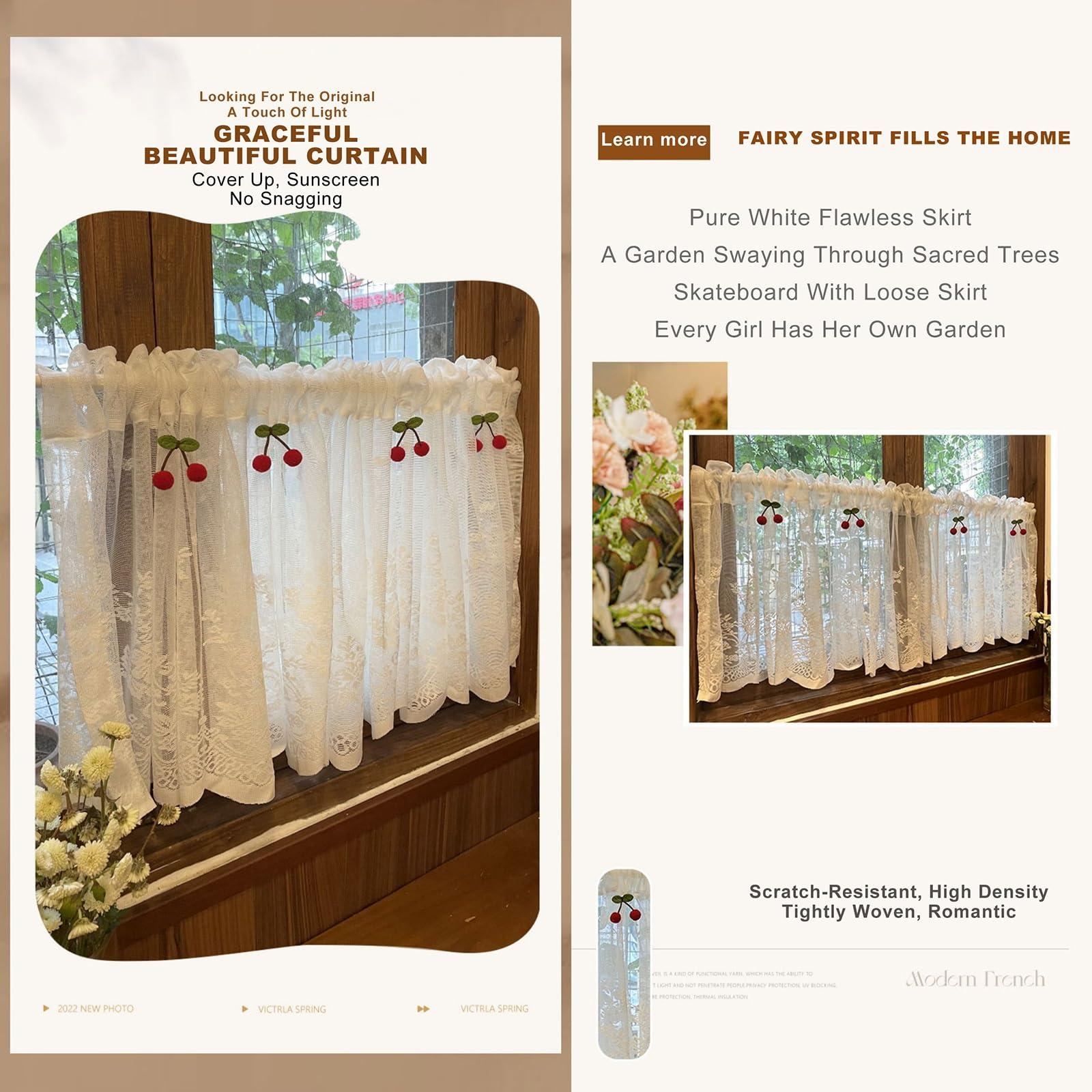 BAYTEWJX Short Black Out Curtain for Small Window Farmhouse White Short Semi Sheer Linen Curtain Cafe Curtains Half Window Treatment Set for Kitchen Over Sink Bathroom Dining Room Decor. ( Size : Pave W270cm*H