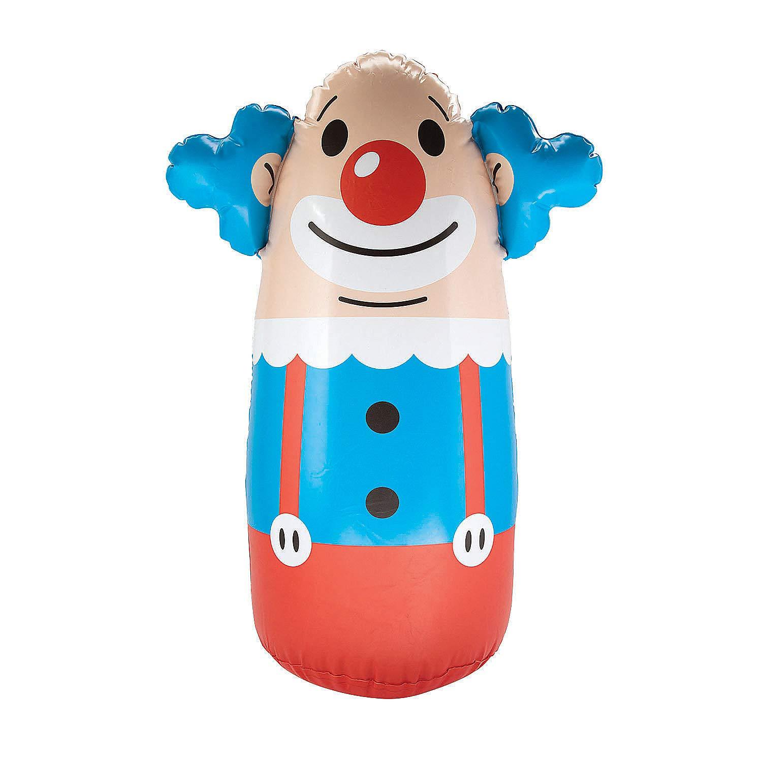 Fun Express Inflatable Clown Punching Bag - 3 Feet Tall - Stand up Toy for Kids - Circus Party Games