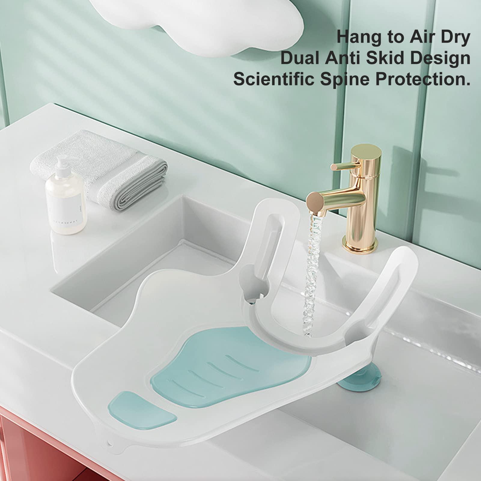 VINGVO Clean Rinse Baby Bather, Portable Spine Wash Hip Clean Rinse Bather Ergonomic Baby Bath Tub Baby Bath Support Infant Bathtub for Newborn (Mint Green)