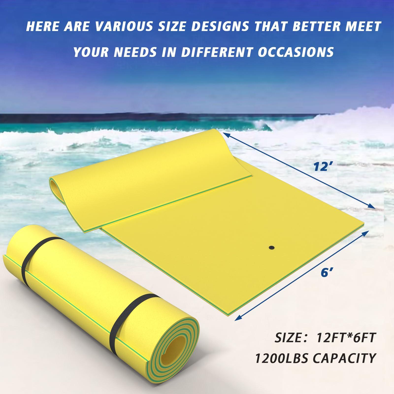 Yaciente Yaciente 12' Lily Pad Floating Mat, Tear-Resistant Floating Water Mat for Lake, Floating Pads for Recreation Pool, Lake, 7 Colors Available, Suitable for Multiple Users (12' Double Yellow&Green)