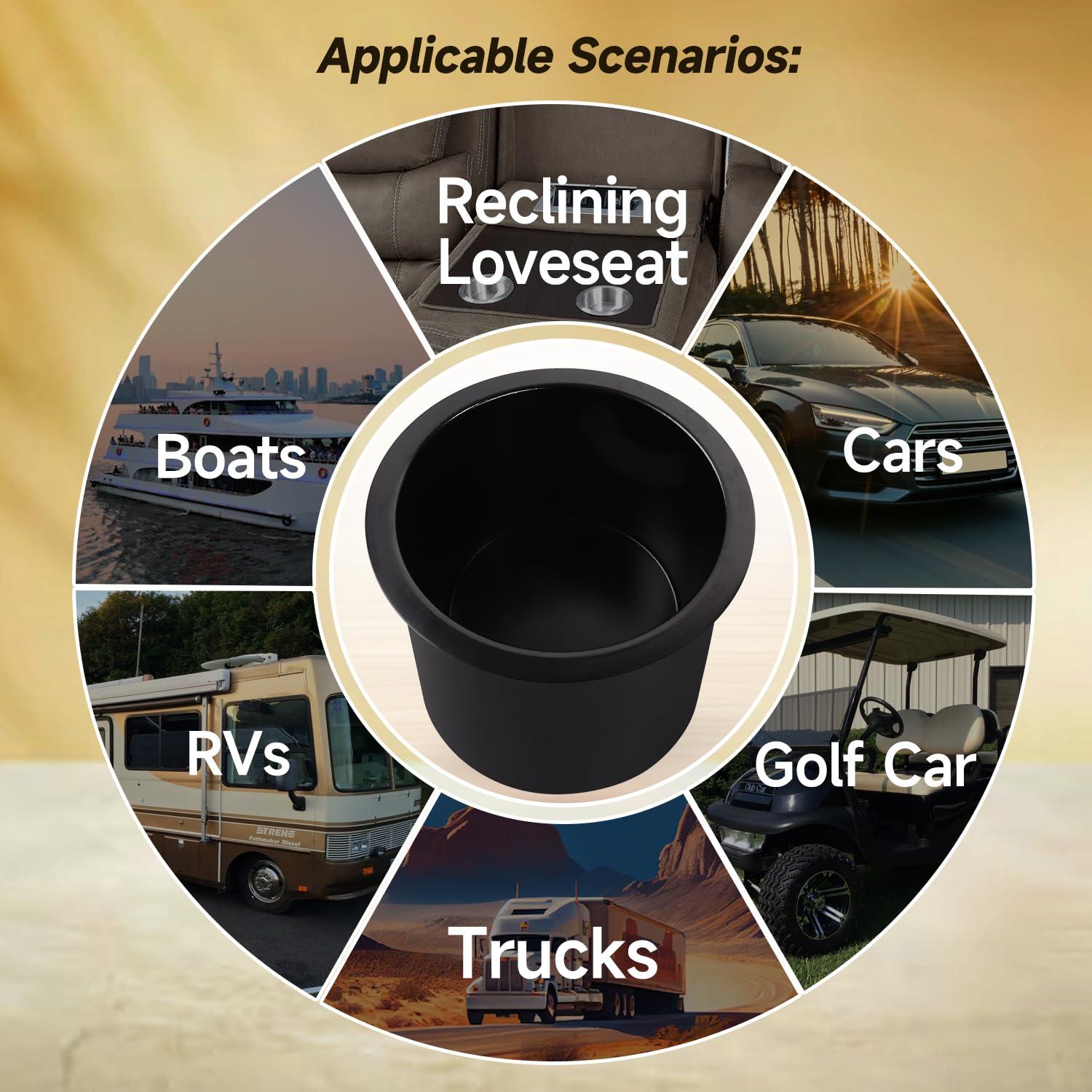 GSE Games & Sports Expert GSE Games & Sports Expert Jumbo Aluminum Cup Holder, Drop-in Cup Holder for Casino Poker Tables, Work Desks, Boats, RVs, Cars & Trucks (Black, 50-Pack)