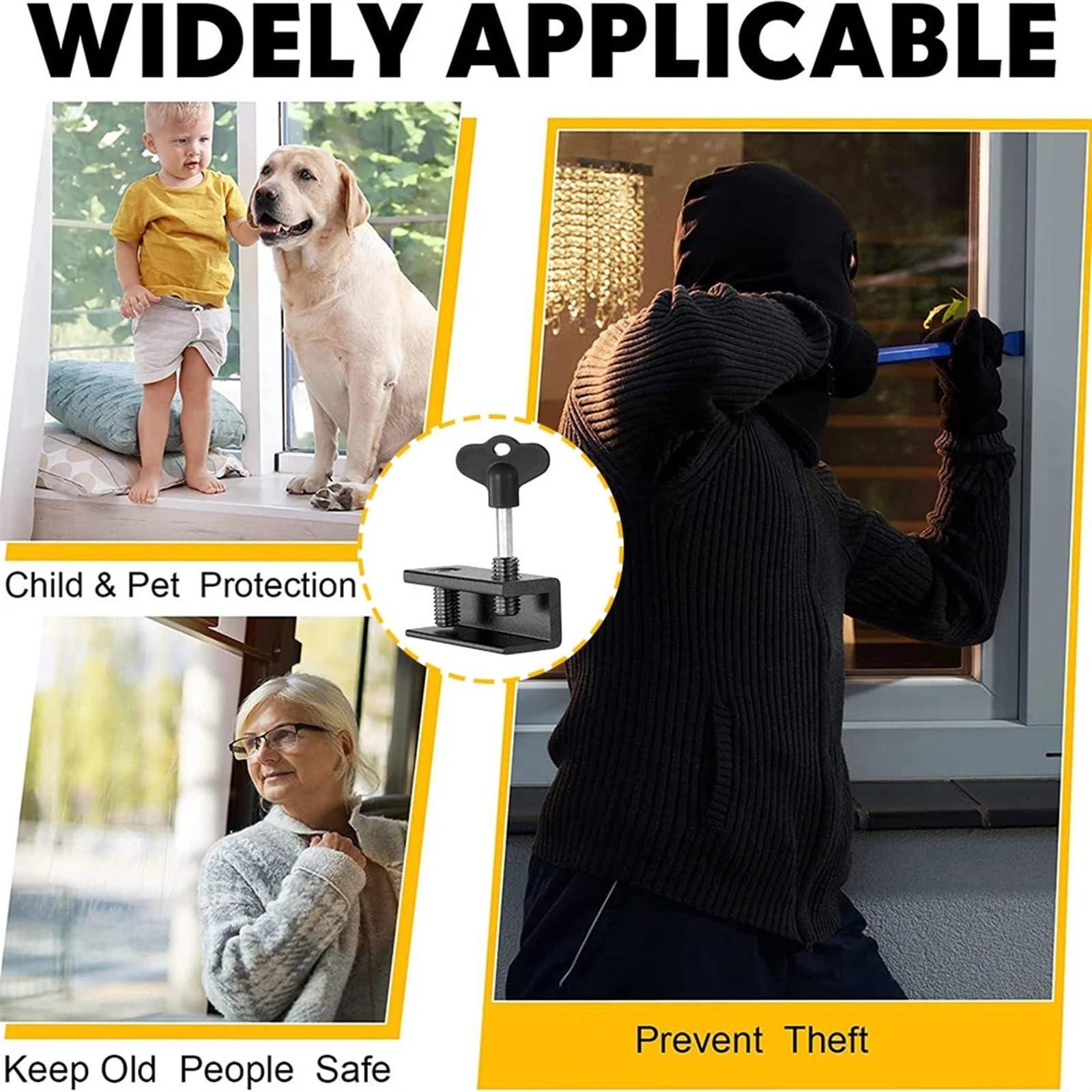 ATIUHIFR Aluminum Sliding Window Lock Sliding Sash Stopper Cabinet Locks Straps Doors Security Lock Baby Kids Door Lock 1Pcs(Double hole,10PCS)