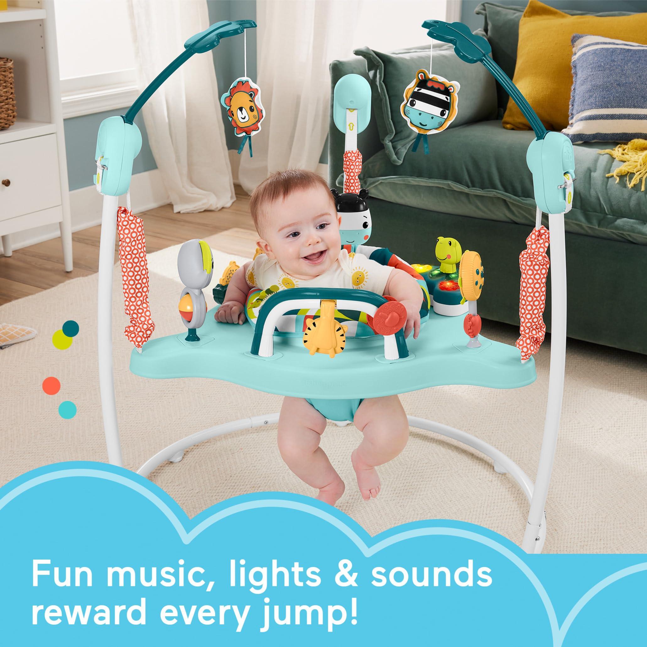 Fisher-Price Fisher-Price Baby Bouncer Colorful Corners Jumperoo Activity Center with Music Lights Sounds & Developmental Toys