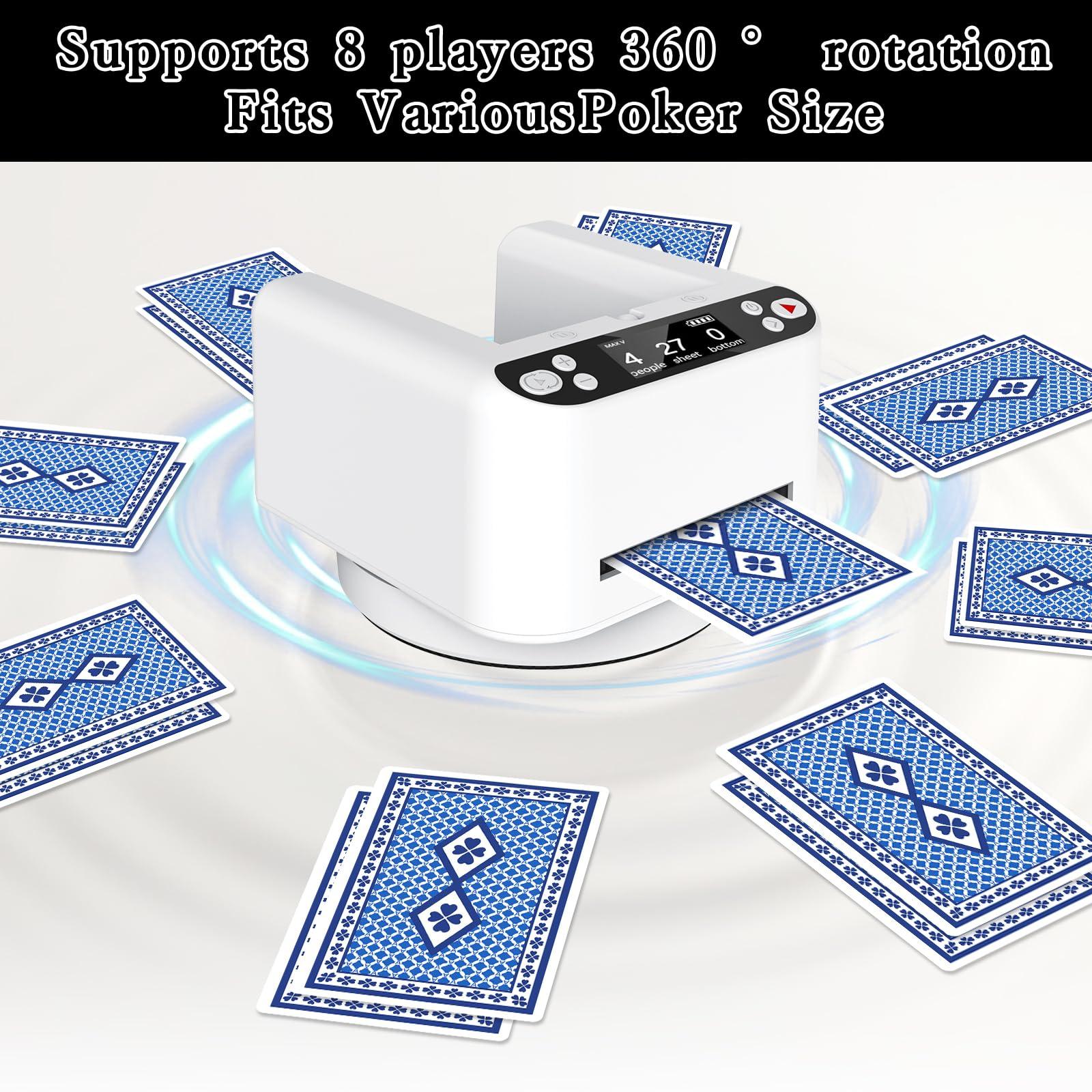 FOSMIJIZ FOSMIJIZ Smart Automatic Card Dealer Machine360 Rotating Universal Anti-Cheating Playing Card Dealing Tool, Rotating Card Dealer Machine for UNO, Texas Hold\'em, Blackjack,Home Card GamesWhite