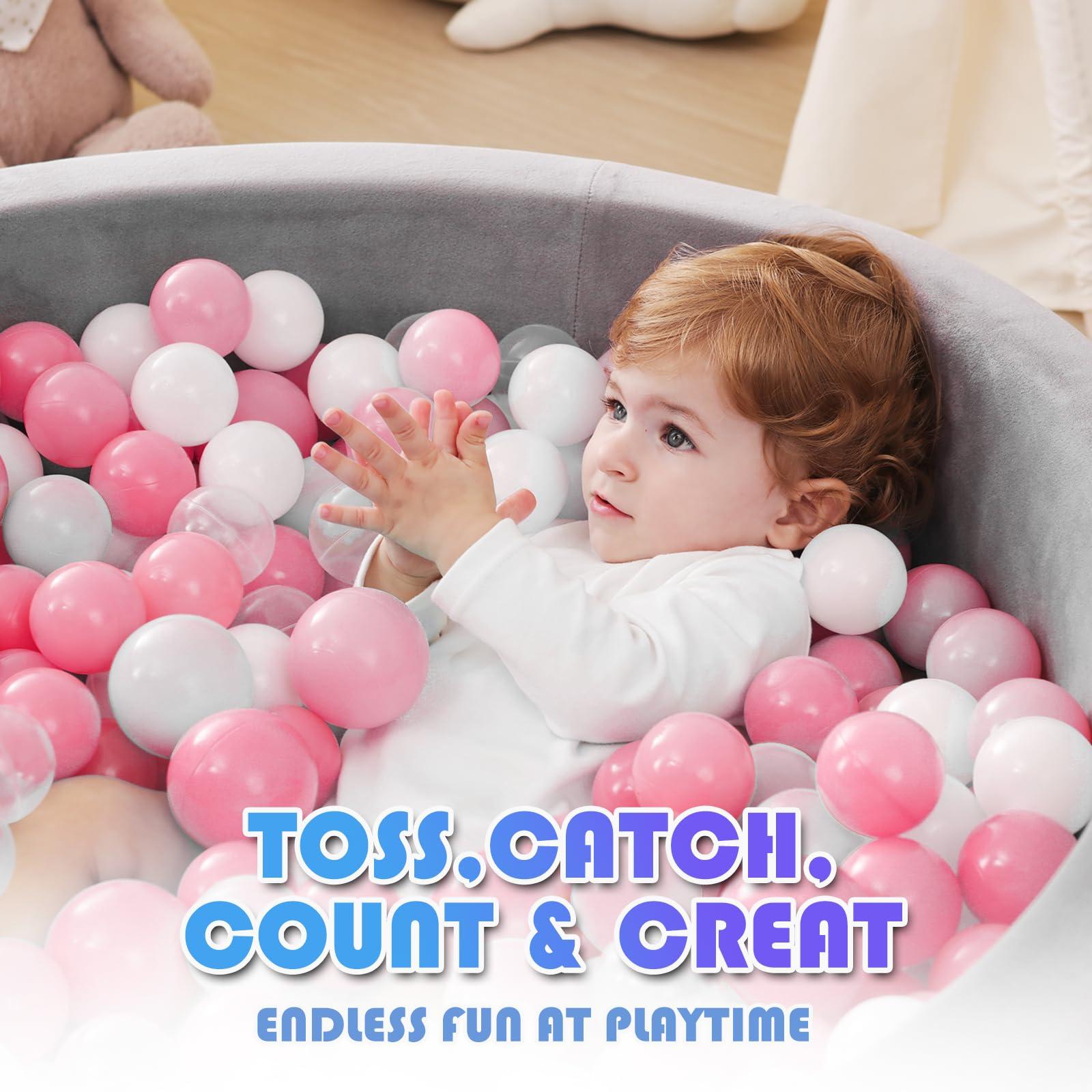 YUFUL YUFUL 500 Count Ball Pit Balls for Kids, 2.2-Inch Crush Proof BPA Free Plastic, Non-Toxic, Multi-Colored, Includes Reusable Net Bag