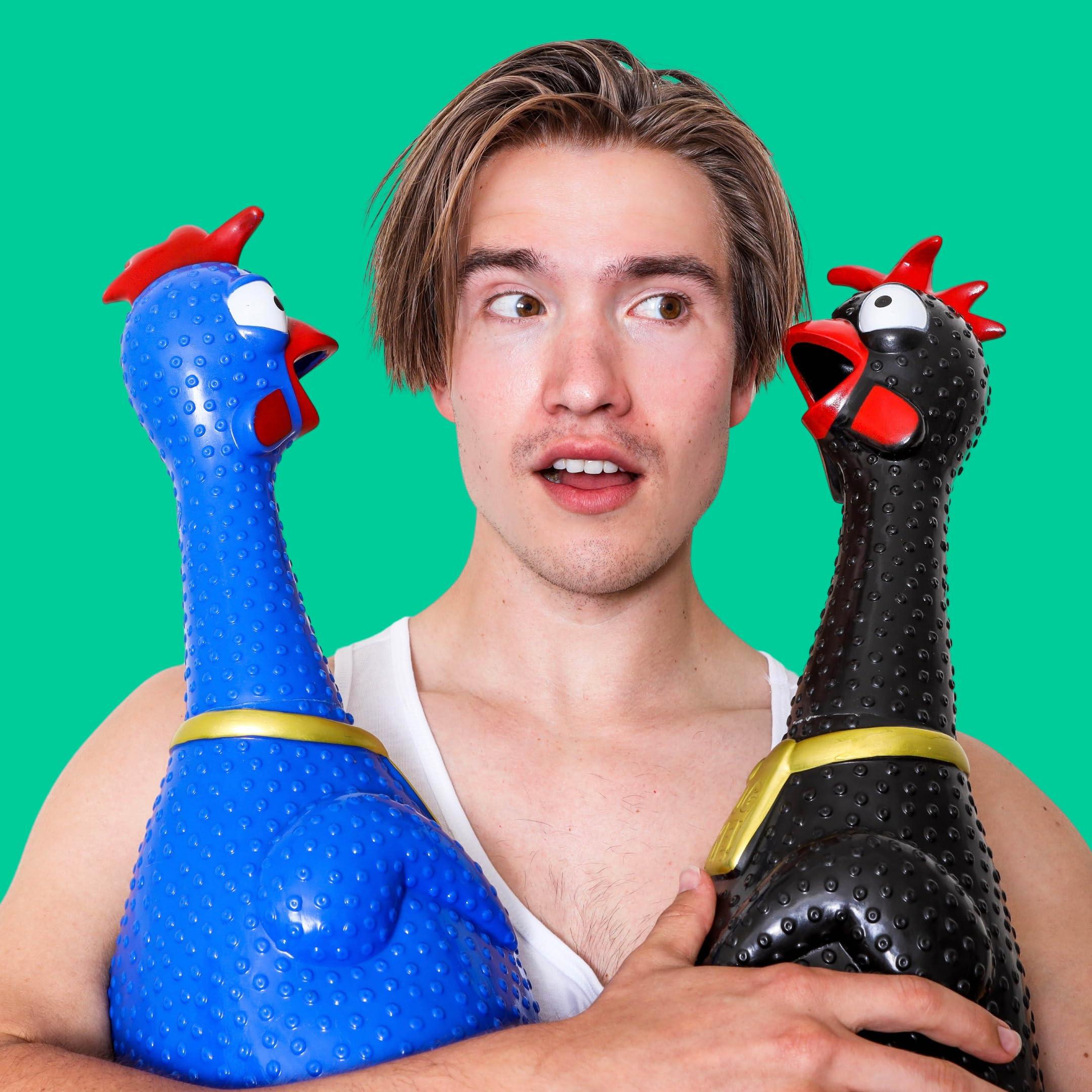 Animolds Animolds Hug Me Giant Rubber Chicken- Huge Screaming Rubber Chicken Toy for Kids Novelty Extra Large Squeaky Toy | Our Biggest Chicken Yet! (Red)