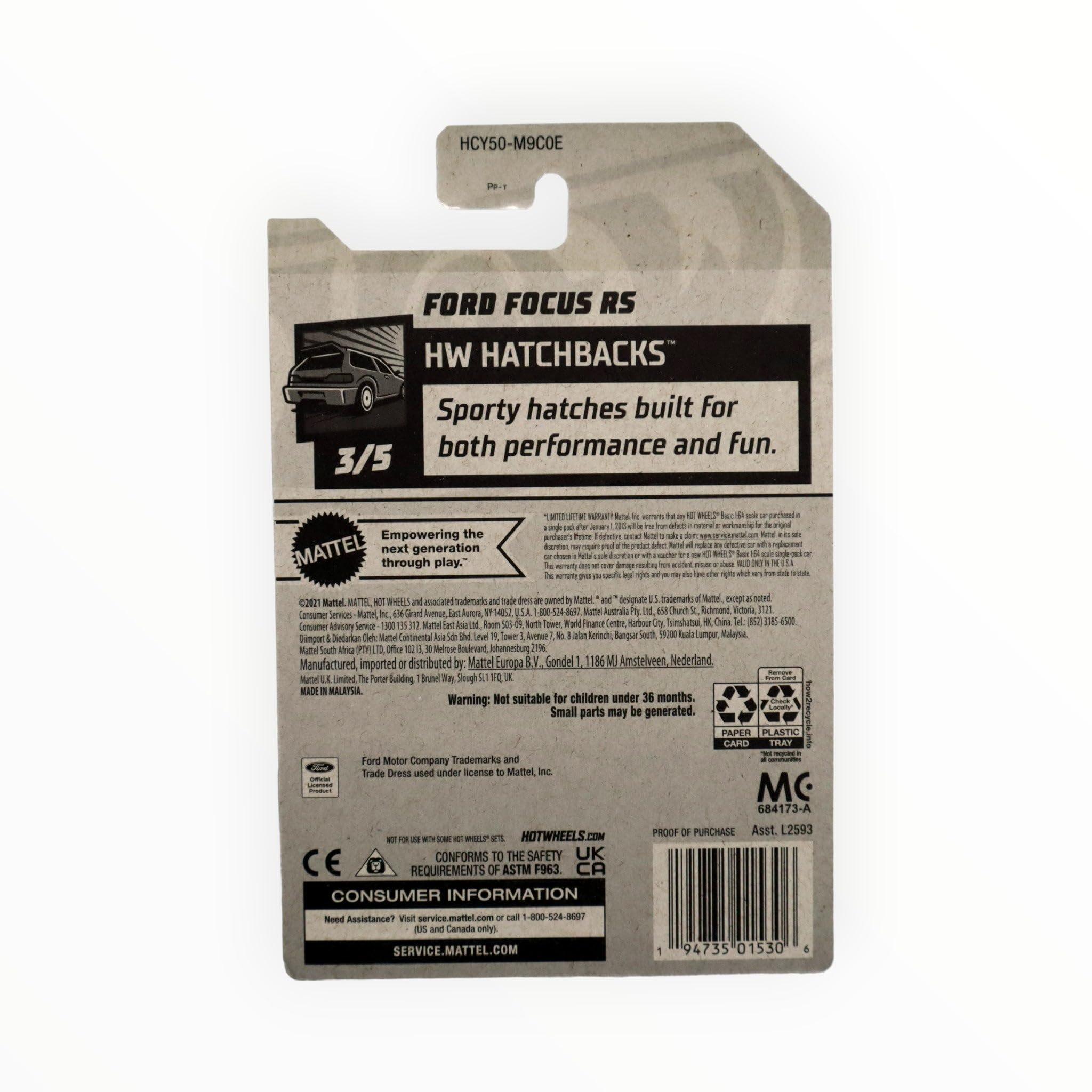 Hot Wheels Hot Wheels 2022 - Ford Focus RS - Kroger Exclusive White - HW Hatchbacks 3/5-41/250 - Ships Bubble Wrapped in a Box