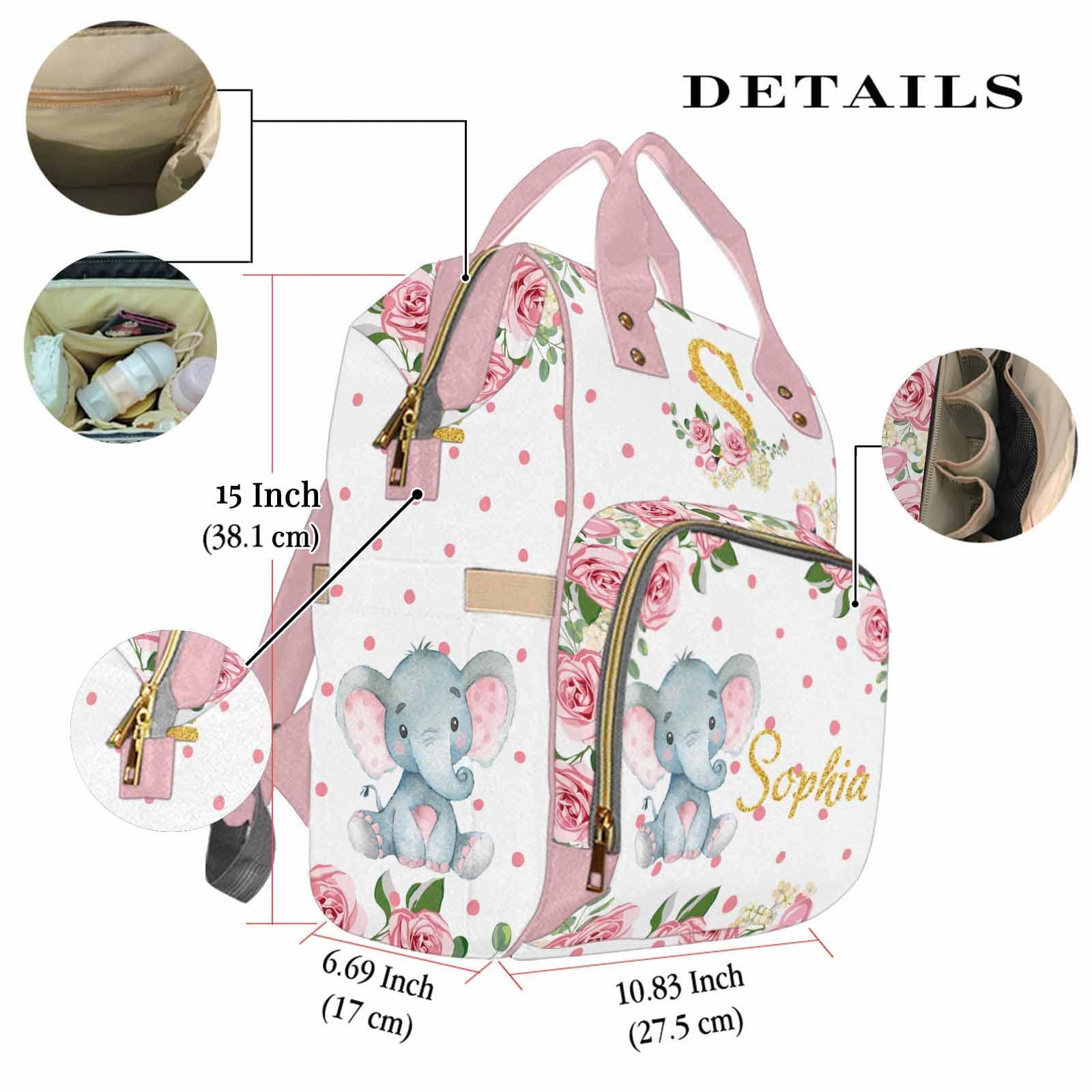 Newcos Custom Name Diaper Bag Nylon Baby Bag with Multi Pockets & Large Capacity for Mom Dad Personalized Maternity Diaper Bag Portable Baby Travel Bags with Large Capacity