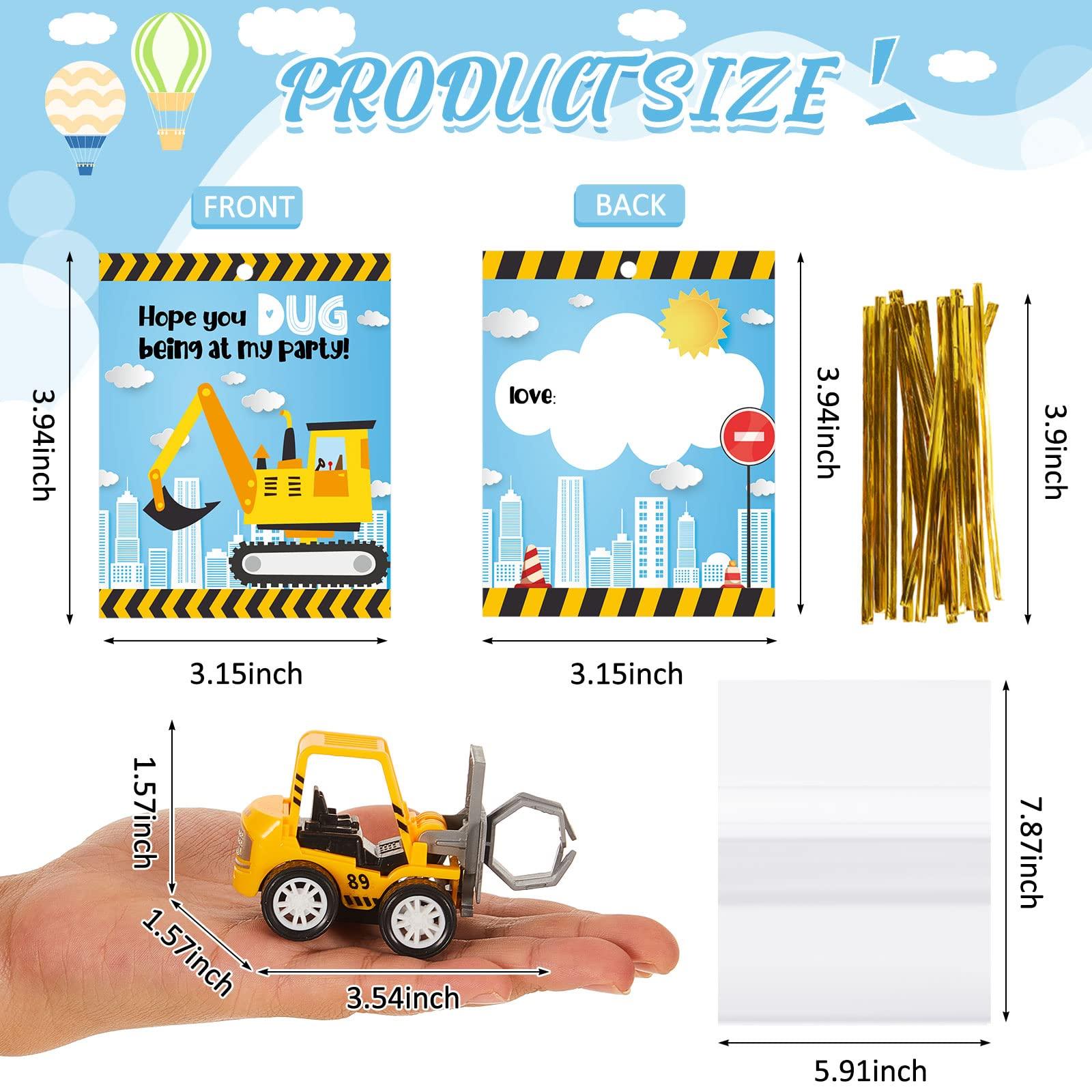 Meooeck Meooeck 24 Sets Mini Construction Vehicles with Gifts Cards and Bags Construction Pull Back Vehicles Mini Excavator Toys for Birthday Party Favors Cake Stocking Stuffers Supplies