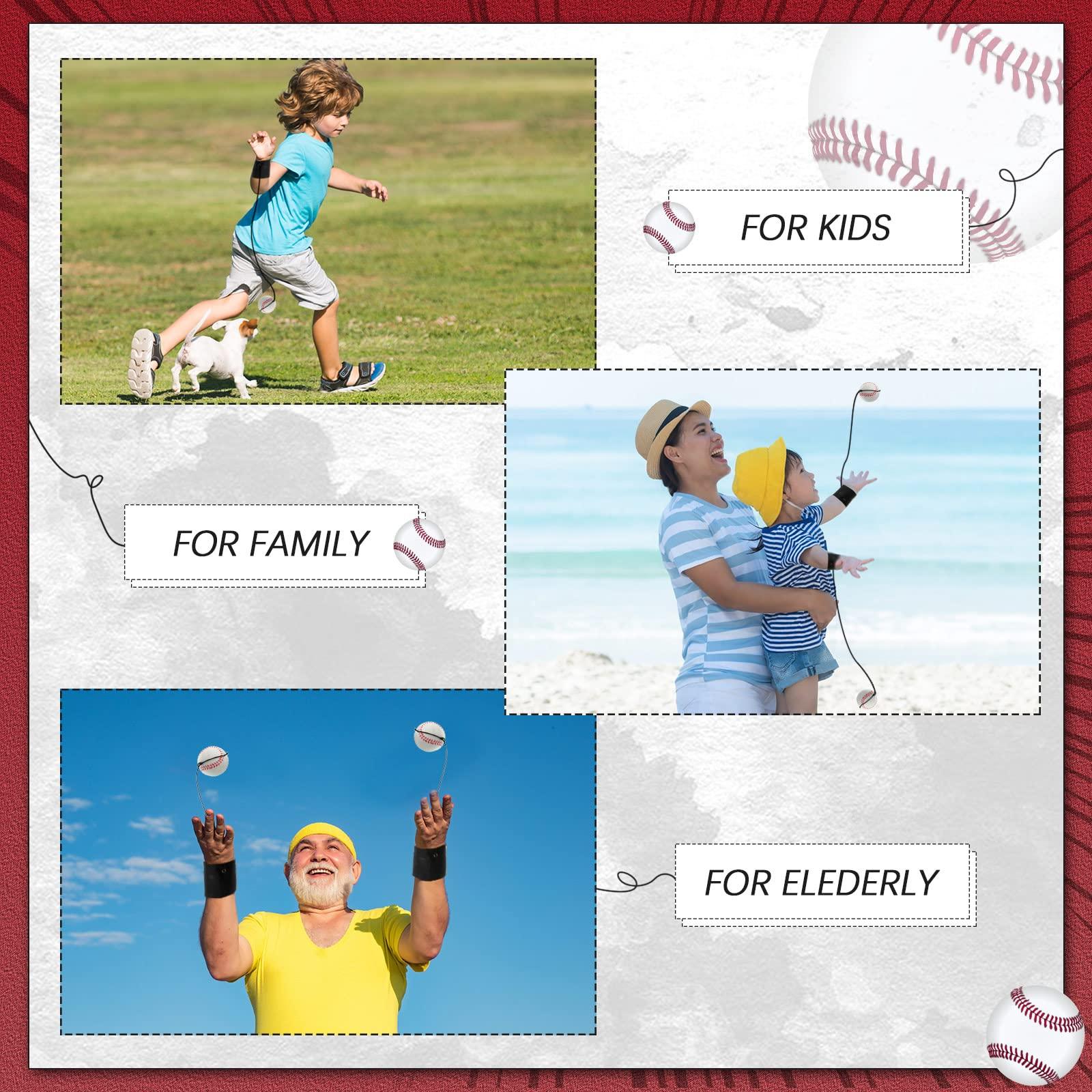 Jerify Jerify 30 Pcs Wrist Return Ball on a String Baseball Basketball Soccer Tennis Party Favor Sports Return Wrist Practice Ball on Elastic Cord Rubber Rebound Wristband Ball for Adults(Baseball)