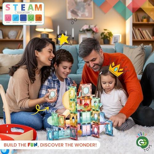 GG TOYS GG TOYS Magnetic Marble Run  208 PCS Magnetic Tiles & Construction Blocks Set  STEM Building Toys for Boys & Girls Ages 3-9  3D Educational Marble Race Game  Gift for Birthdays & Classrooms