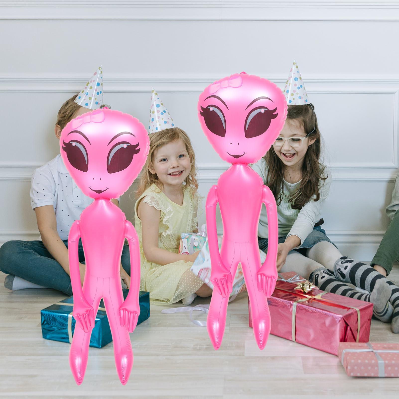 Ciieeo Ciieeo Inflatable Alien Birthday Party Inflatable Toy Pool Balloon Plaything Green Purple Alien Balloons Alien Blow up Green Balloons Tumblers Toys Pvc Cartoon Child Decorations Pink