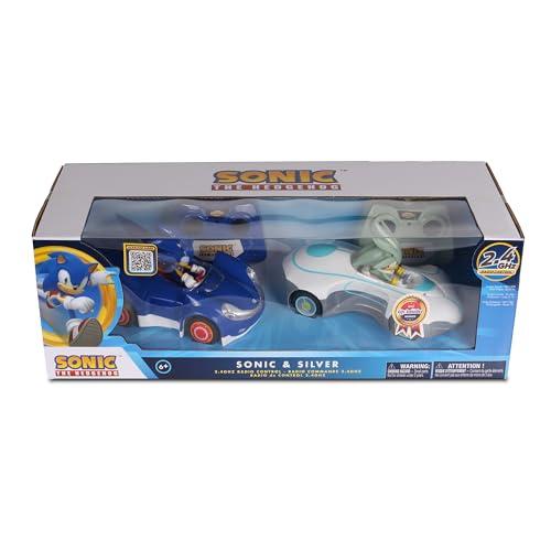 NKOK NKOK 1/28 Scale 2.4GHz RC Sonic 2PK RC Sonic & Silver; Officially Licensed; Full Function Radio Control; Detailed 6.5 Vehicle and Character; Grippy Tires; Adjustable Front Wheels