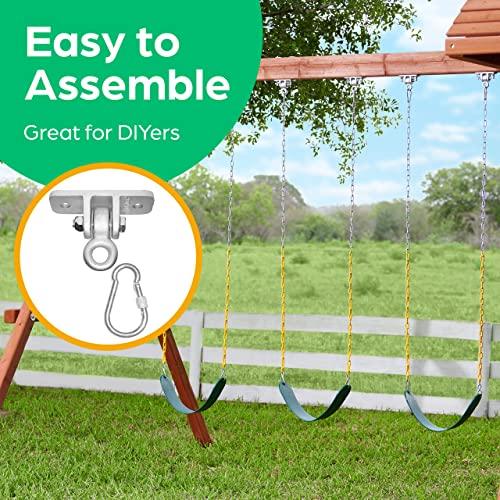 Jungle Gym Kingdom Jungle Gym Kingdom Swing Set Hangers - 2 Heavy Duty Brackets with Locking Snap Hooks for Porch, Patio, Playground - Indoor/Outdoor Hardware & Accessories