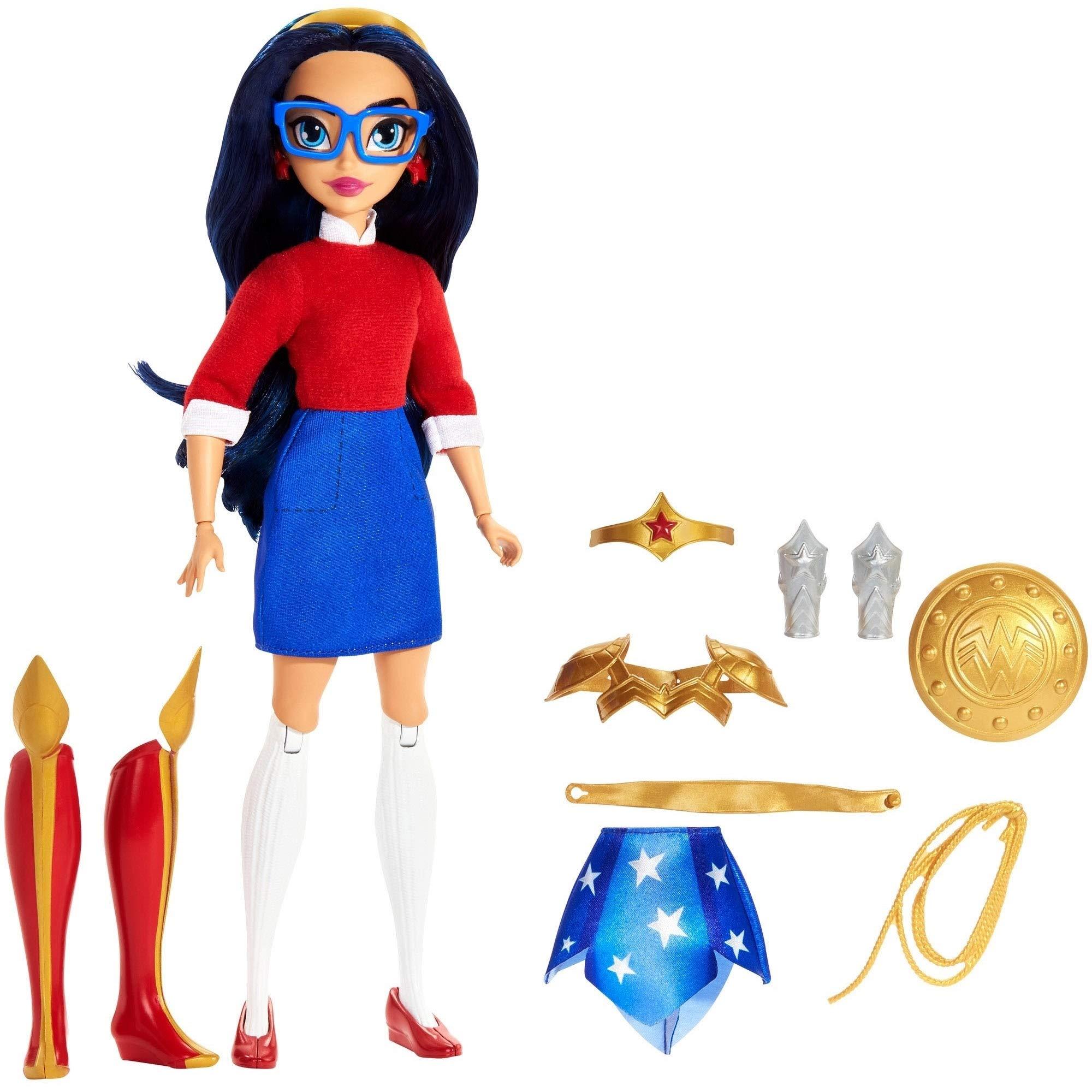 Mattel DC SUPER HERO GIRLS, Wonder Woman Teen to Super Hero Life Action Doll (approx.11-in) with Outfits and 9 Removable Accessories, Fully Articulated for Action-Packed Play, Great Gift for 6 8 Year Olds