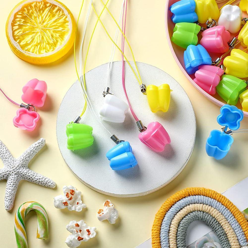 UUYYEO UUYYEO 30 Pcs Plastic Tooth Holders for Kids Lost Teeth Saver Necklace Lost Teeth Container Box Baby Tooth Storage Box Baby Teeth Keepsake Holder
