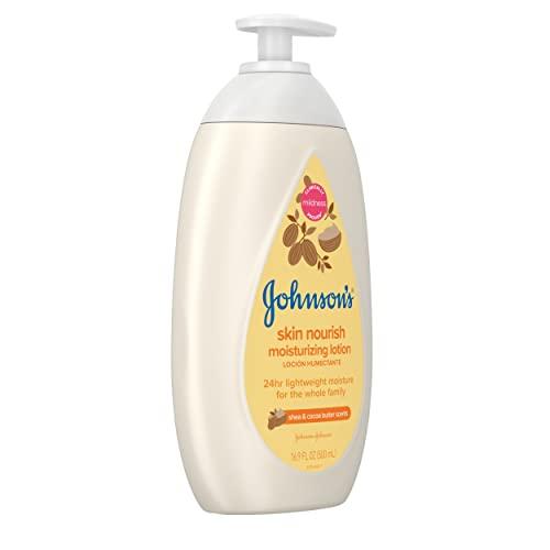 Johnson\'s Baby Johnson's Baby Skin Nourish Moisturizing Baby Lotion for Dry Skin with Shea & Cocoa Butter Scents, Gentle & Lightweight Body Lotion for The Whole Family, Hypoallergenic, Dye-Free, 16.9 fl. oz