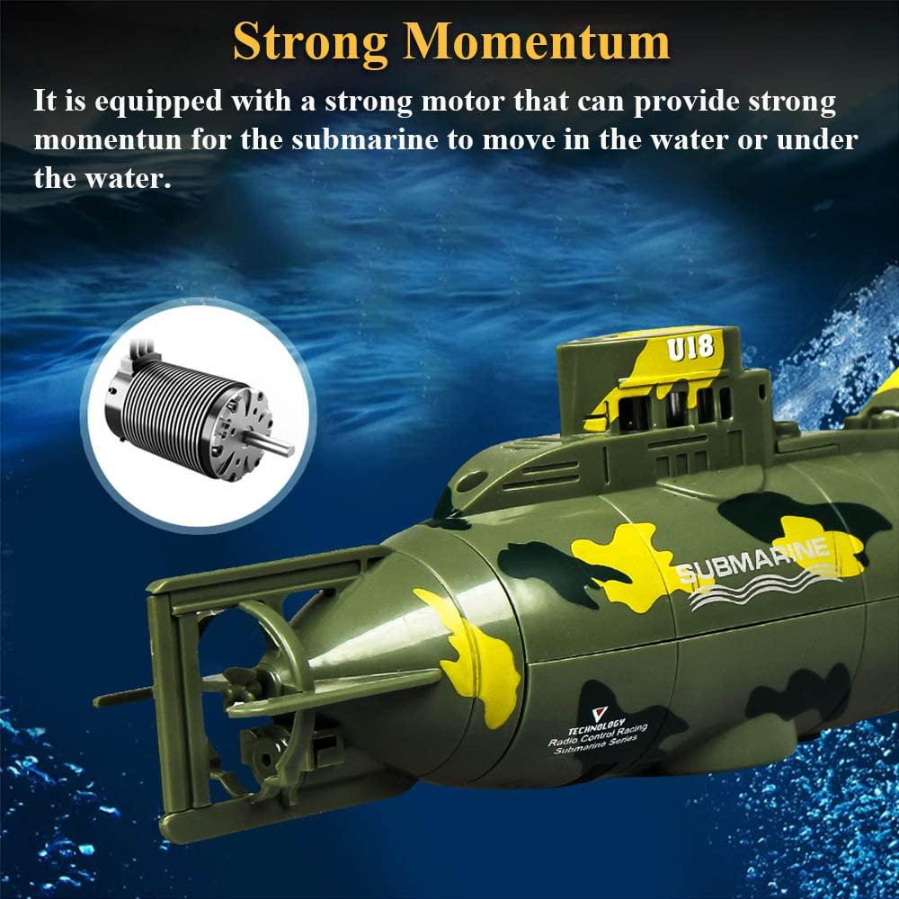 NEXTAKE NEXTAKE Remote Control Submarine Simulated Nuclear Submarine Model Toy Bathtub Fishtank SUB Toy Surface and Dive Pigboat Water Toy RC Submarine Toy (Green)
