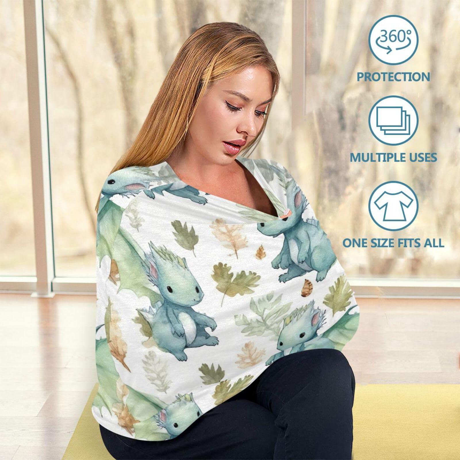 Flradish Flradish Cute Dragon Stretchy Baby Car Seat Cover Soft Breathable Nursing Cover Breastfeeding Cover Multiuse Infant Carseat Stroller Cover for Girls and Boys
