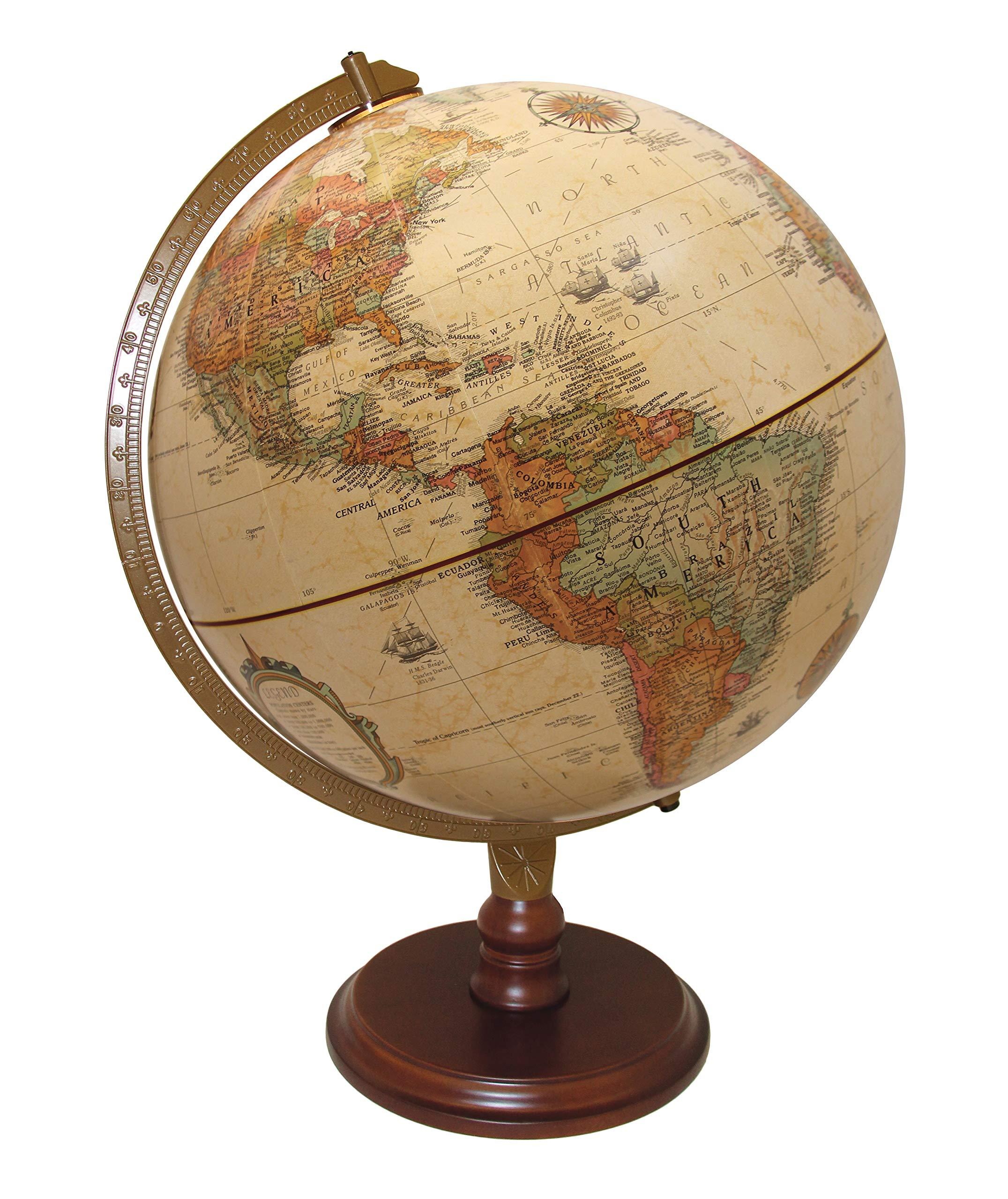 Replogle Replogle Lenox, 12"/30cm diameter Antique Style, Desktop Globe, Classic World Globe with up-to-date Cartography, Made in USA