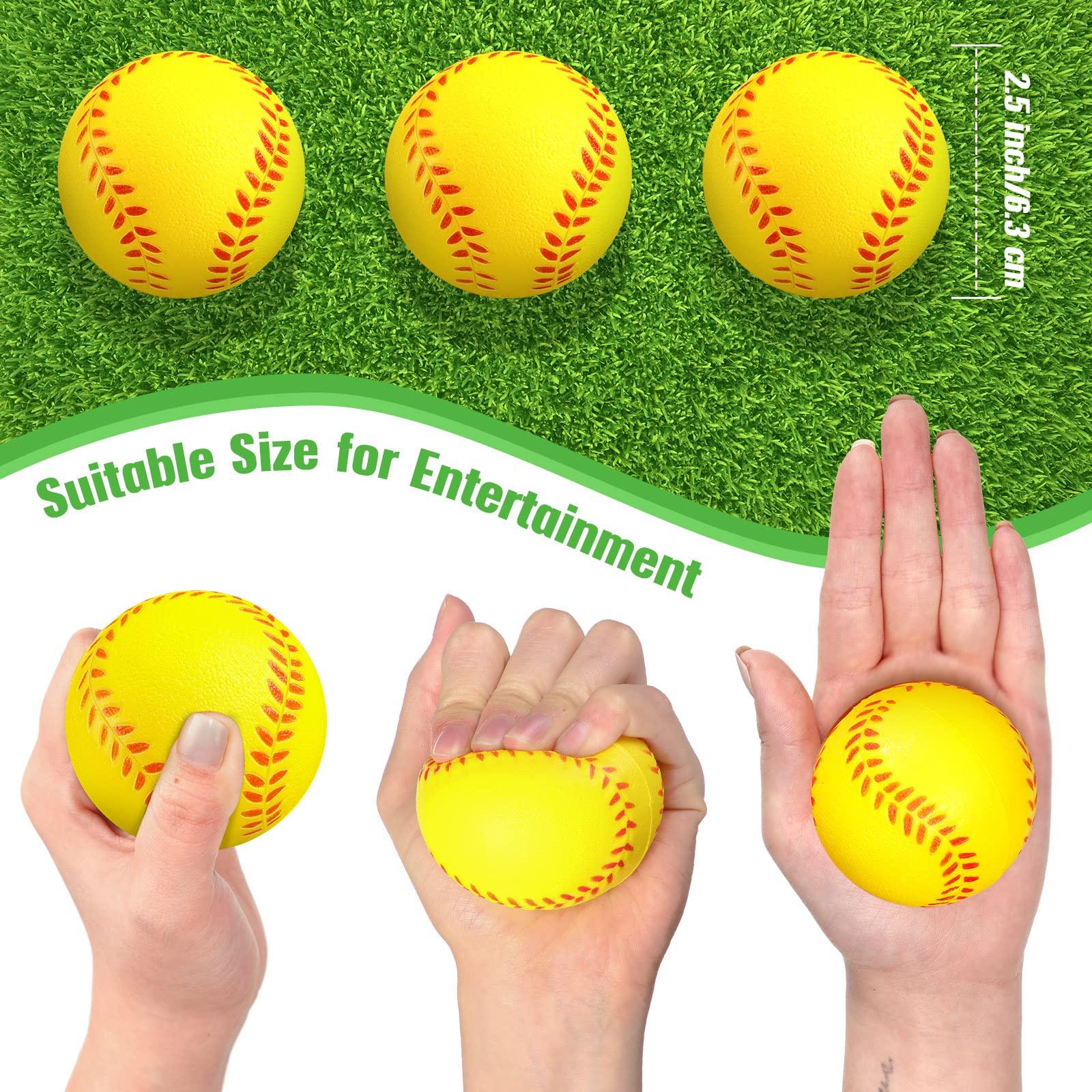 HyDren HyDren 20 Pcs Mini Softball Stress Balls Bulk Softball Gifts Yellow Foam Sports Balls Softball Party Favors for Party Bag Gift Fillers Stress Relief School Carnival Reward Softball Toy Games, 2.5 Inch