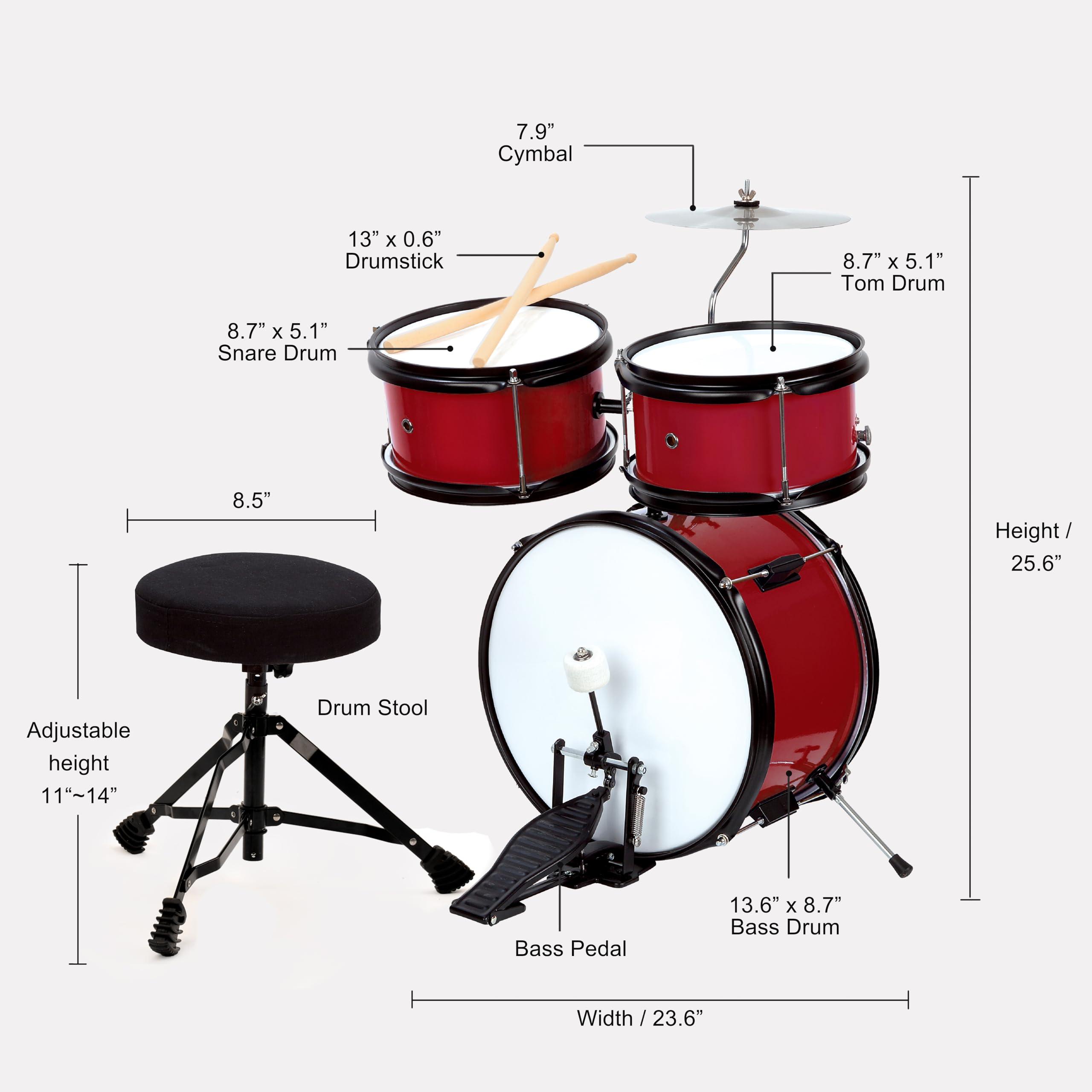 CB SKY CB SKY 5-piece Kids/Junior Drum Set 13\" bass drum/Beginner (Standard) /Kids musical toys, musical instrument (Red)