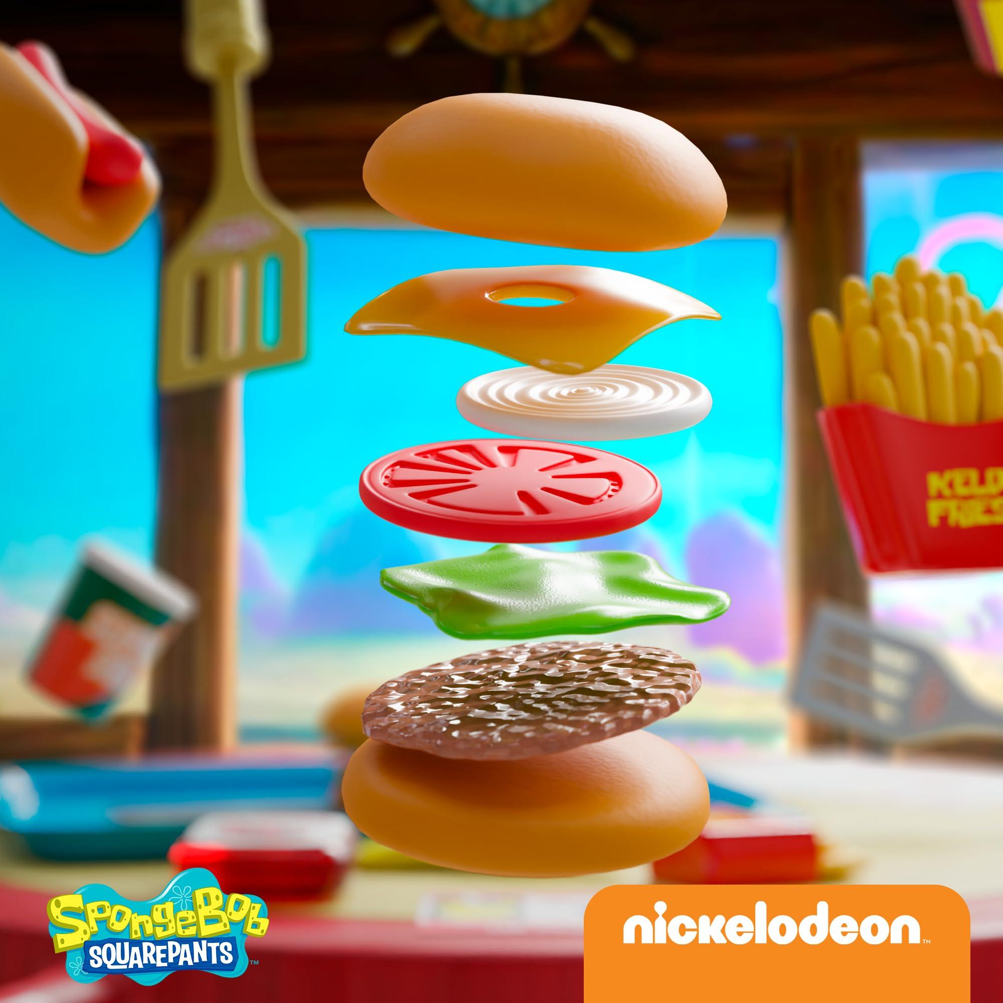 Lollipop Spongebob Kids Kitchen Playset - Interactive Play Food with 2 Krabby Patty Burgers, Seafoam Shake, Kelp Fries, Spongebob Toys Kitchen Set for Kids Ages 3-5 Includes Velcro Dots