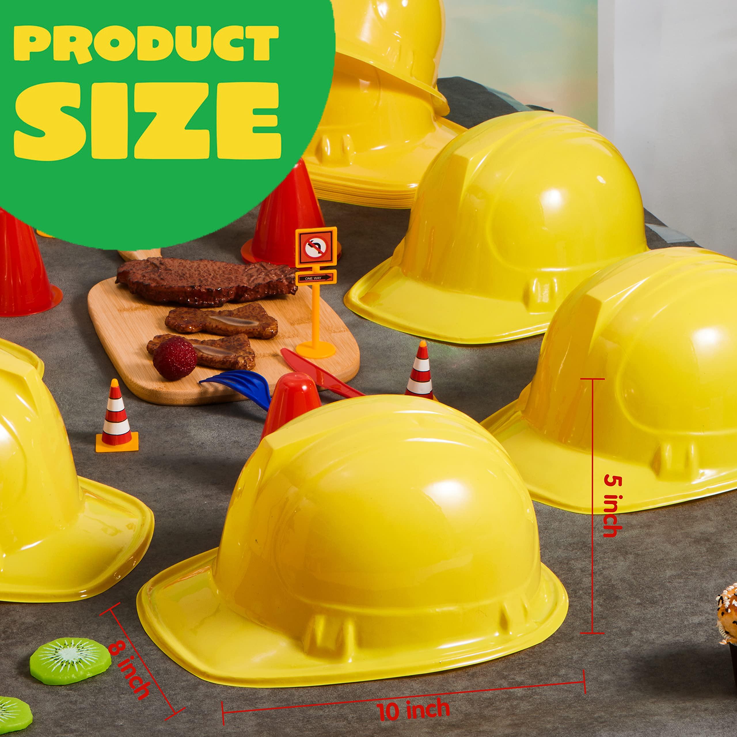 JOYIN JOYIN Construction Hard Hats, 24 Pcs Toy Plastic Kids Party Hats, Yellow, for Children Construction Birthday Party, Building Theme Party Favors