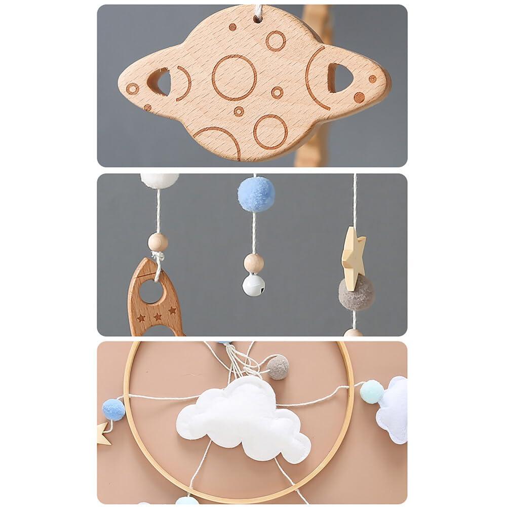 ikasus Crib Mobile for Baby with Wooden Arm, Wall Mounted Suitable for All Cribs 100% Natural Larch Hanger Nusery Decor Baby Room Safe Holder Type 2