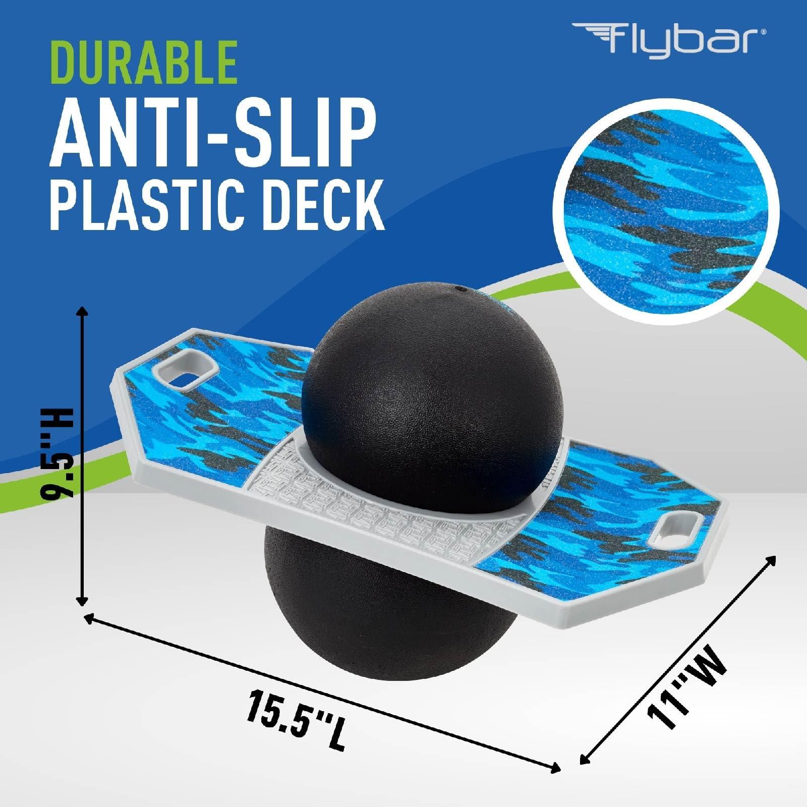 Flybar Flybar Pogo Trick Ball for Kids, Trick Bounce Board for Boys and Girls Ages 6+, Up to 160 lbs, Includes Pump, Easy to Carry Handle, Durable Plastic Deck Indoor, Outdoor Toy Pogo Jumper (Blue Camo)