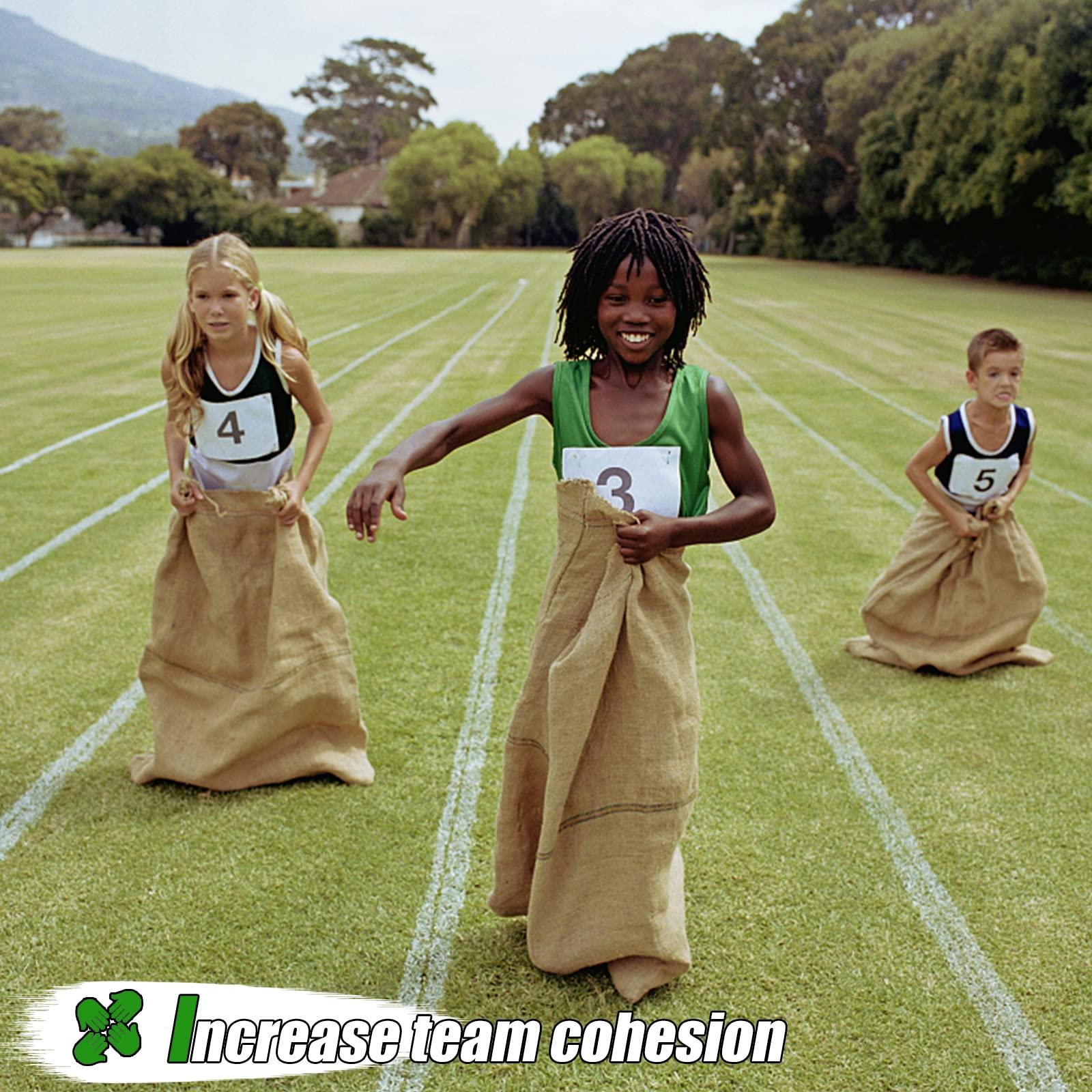 Xlong 18 PCS Large Burlap Potato Sack Race Bags,24\"x40\" Sack Race Burlap Bags 4 Pack,Outdoor Games for Kids Adults,3 Legged Race Bands,Fun for 4th of July BBQ,Birthday Party Family Reunion Games