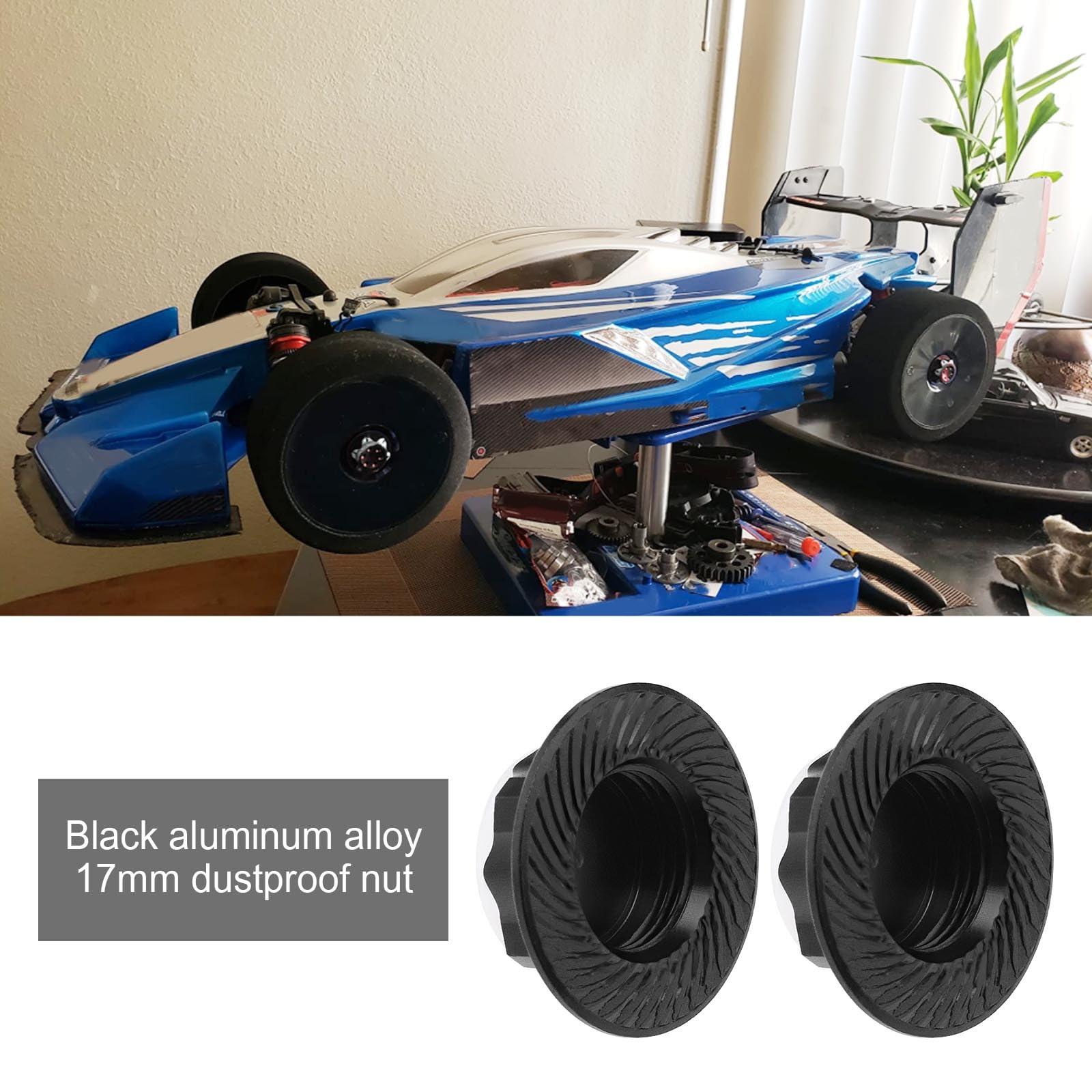 Micro Traders Micro Traders 4Pcs RC Car 17mm Hex Wheel Nut Anti-Dust Cover Nut Replacement Fit for 1/8 RC Car Model RC Off-Road Truck Compatible with Redcat Compatible with E-Revo, Black