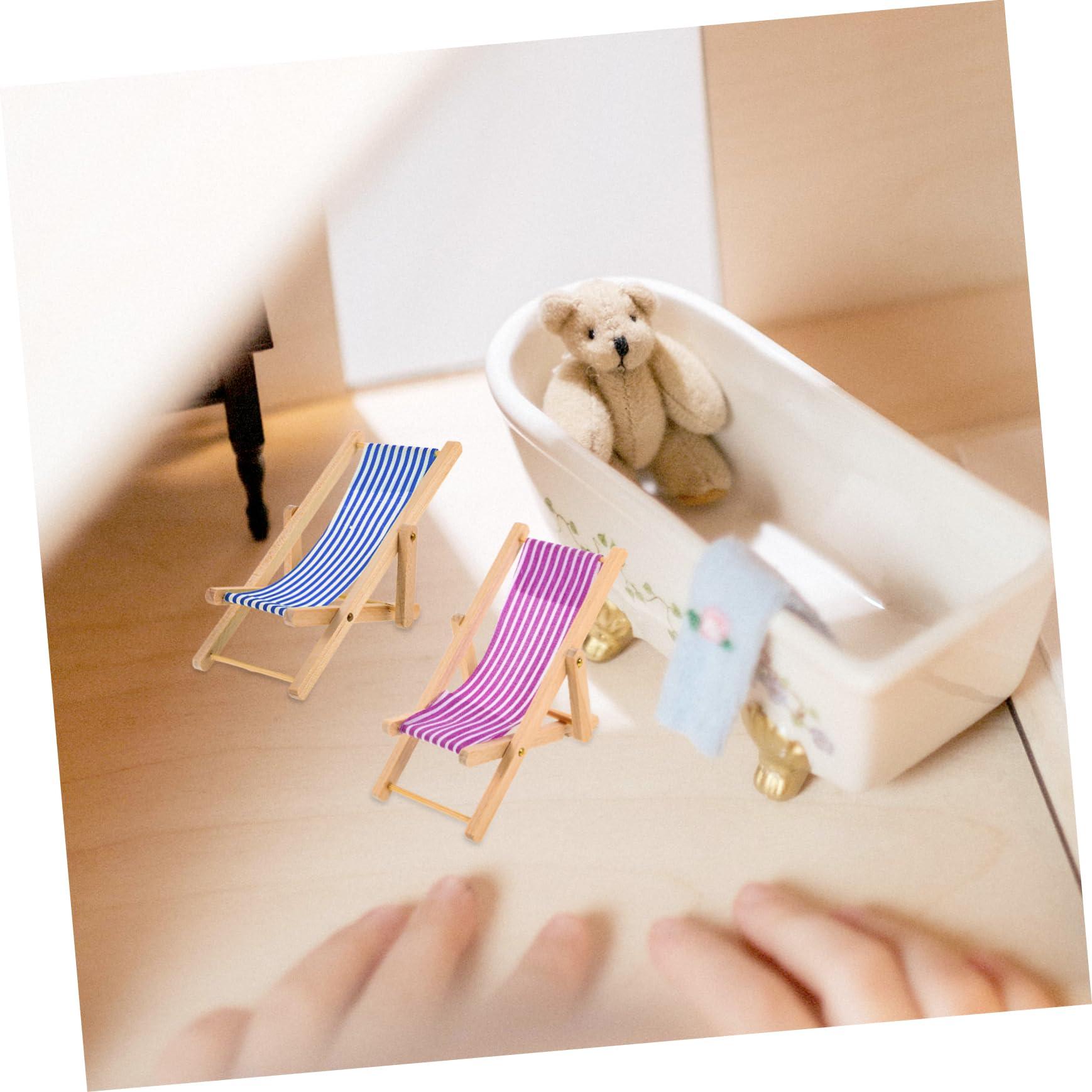 PRETYZOOM 6pcs Beach Chair Model Mini House Chair Model Miniature Chair Miniature Folding Chairs Folding Miniature Lounge Chair Mini Foldable Beach Chair Miniature Beach Chair Mini Ornament