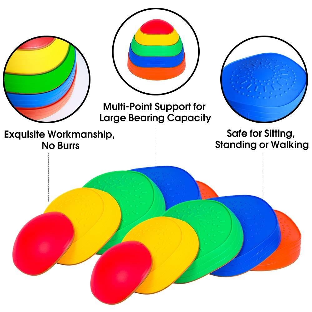 OMNISAFE OMNISAFE 10 Pcs Balance Stepping Stones for Kids, Non-Slip Textured Surface and Rubber Edges, Indoor & Outdoor Obstacle Course Toy for Toddlers, Exercise Coordination & Strength, Sensory Toy