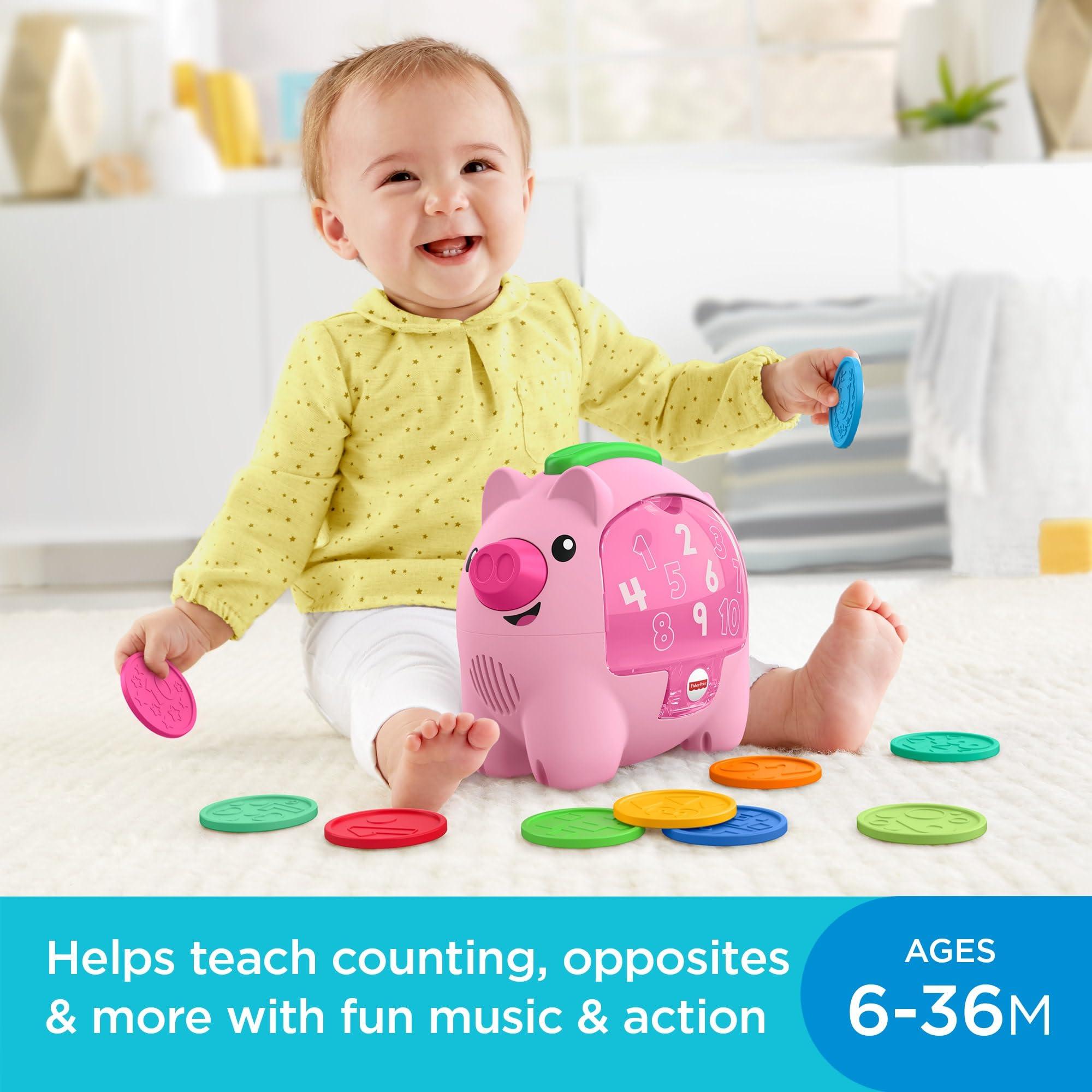 Fisher-Price Fisher-Price Baby Musical Toy Laugh & Learn Count & Rumble Piggy Bank with Songs & Motion for Infants & Toddlers Ages 6+ Months