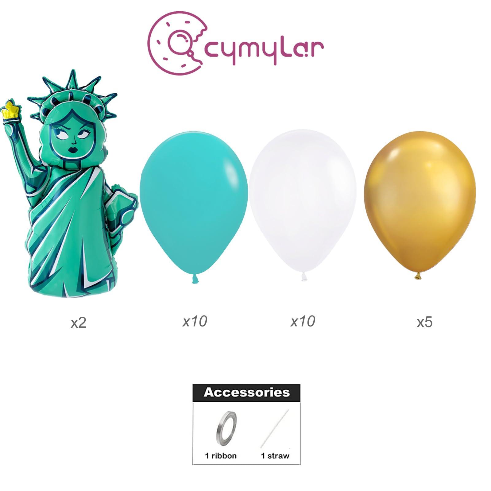 CYMYLAR 37pcs Statue Of Liberty balloon bouquetNew York City party supplies Lady Liberty balloon, 4th of July Independence Day Patriotic party decorations balloons