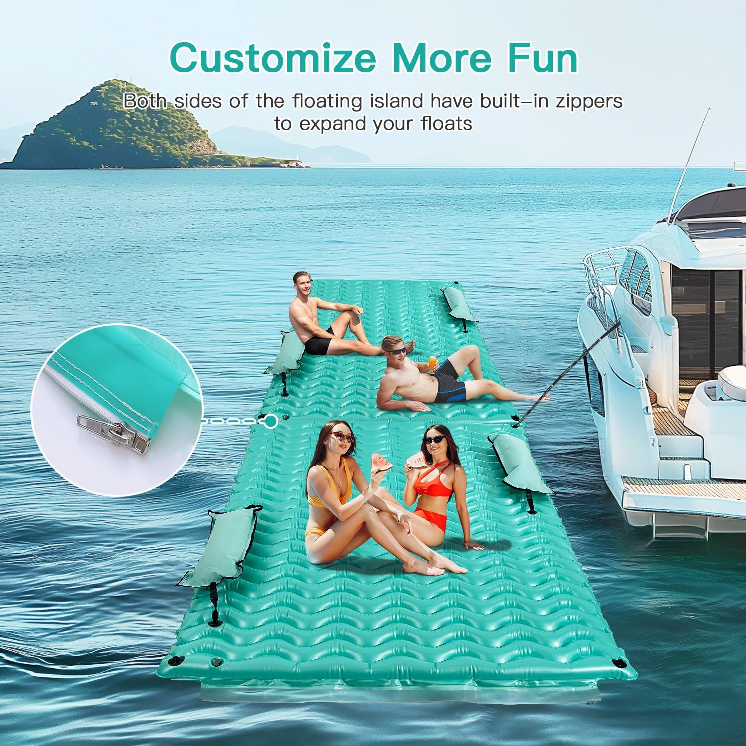 Sunrio Sunrio 114'' X 72'' Giant Inflatable Floating Mat-Pool Float Lake Floats for Adults with Pool Hammock Pool Mats for Floating Swimming Pool, Beach, Lake for Summer Water Party