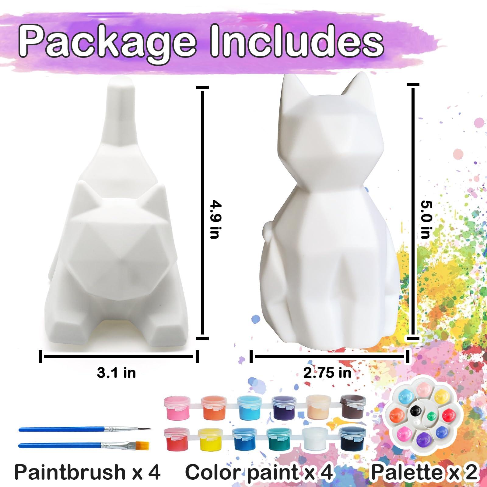 Goody King Goodyking Paint Your Own Cat Lamp Art Kit 2pcs, DIY Lie Cat Night Light, Arts & Crafts for Kids Ages 8-12, Painting Kit for Girls Boys Age 4 5 6 7 8+, Art Supplies Cat Craft Gift for Birthday, Party