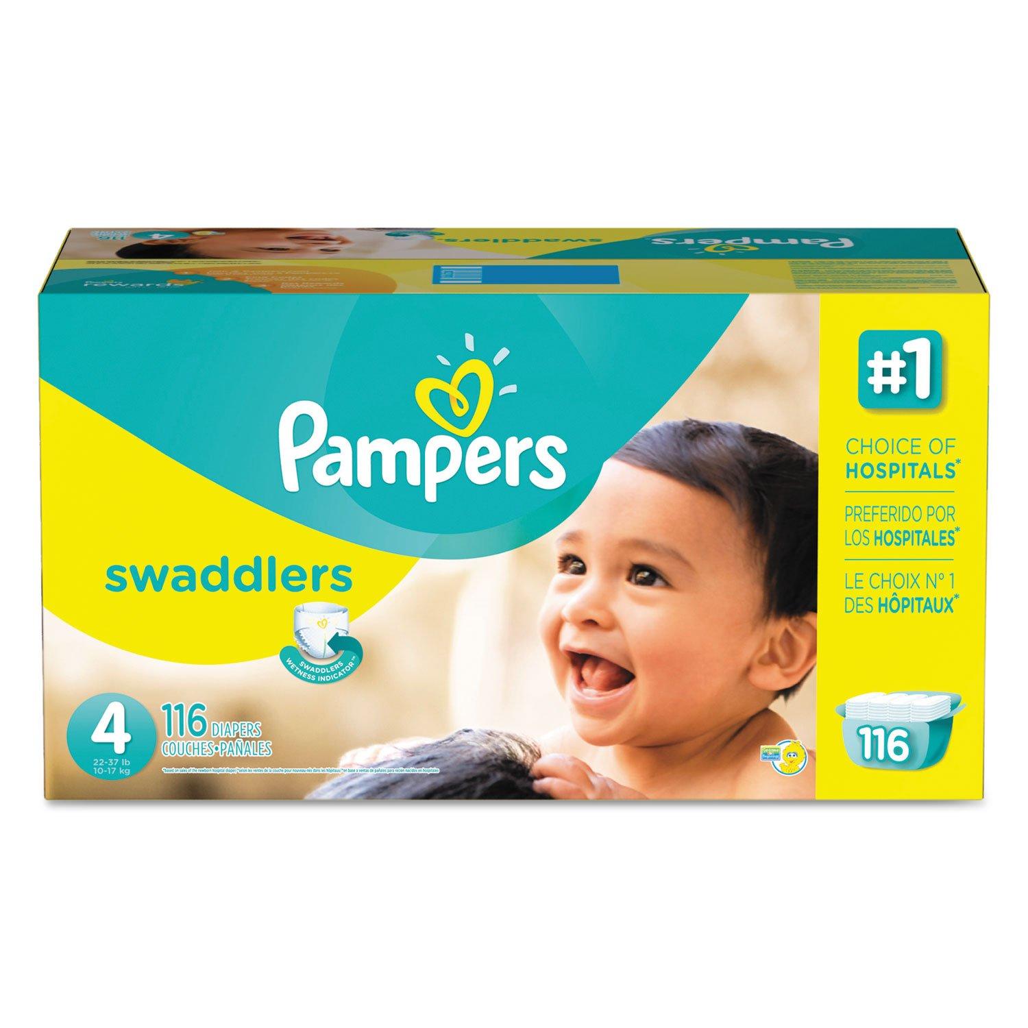Pampers Pampers Size 4 Swaddlers Diapers, White, 116 Count