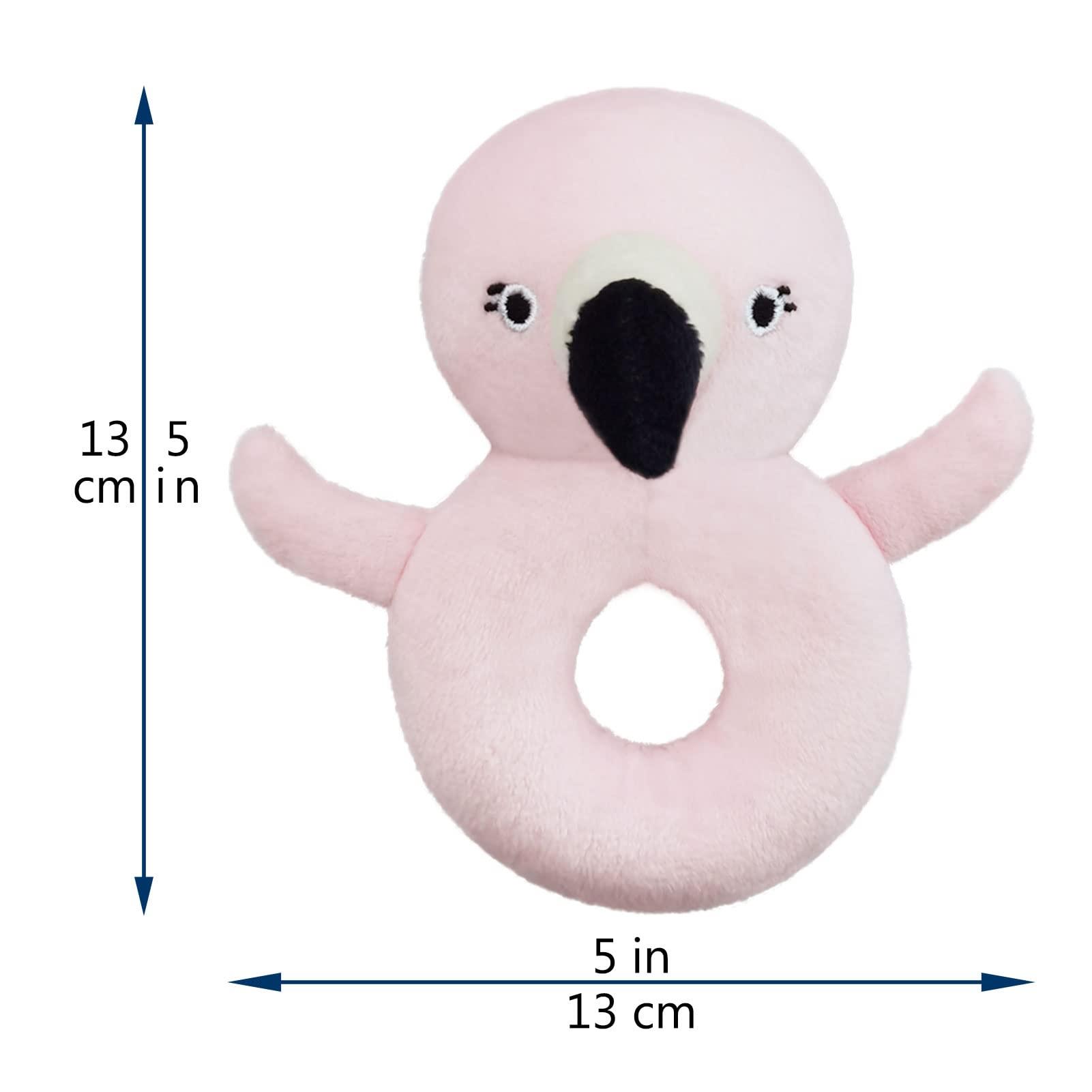 Doindute Doindute Baby Flamingo Soft Rattle Toy, Flamingo Plush Infant Shaker Rattle Easy-Grasp Stuffed Animal Toy, Gifts for Newborns Babies Toddlers Boys Girls, Pink, 5 Inches