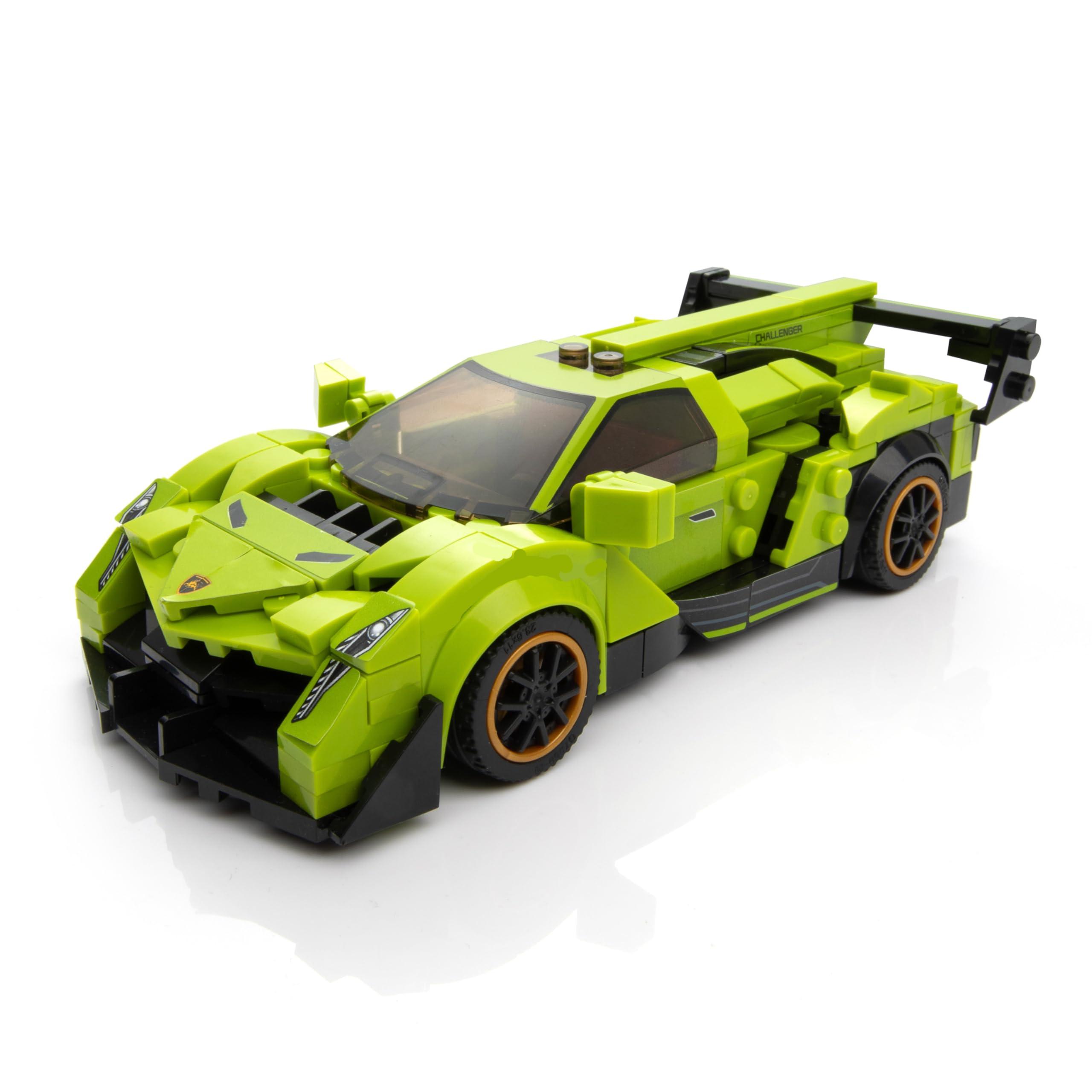Block Builder Block Builder Lambo Racing Car Building Block Set (348 Pieces). Racing Car Building Blocks for Kids and Adults