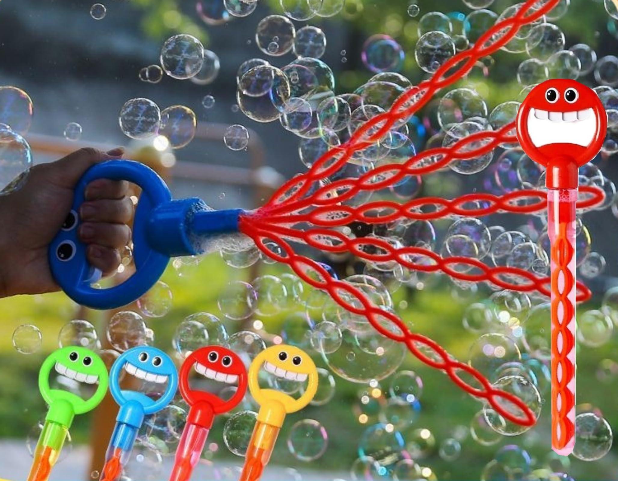 RUMILK 32 Hole Face Bubble Stick with Bubbles Refill,Five Claw 32 Hole Bubble Toy,5-Claw Bubble Wands, 32 Hole Handheld Bubble Stick Garden Toy,Bubble Machine for Summer Toy (Red-1)