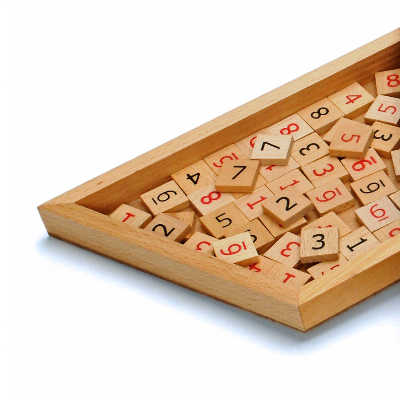 WE Games WE Games Wooden Sudoku Puzzle Board Game with Number & Thinking Tiles + Replacement Wooden Sudoku Number Tiles