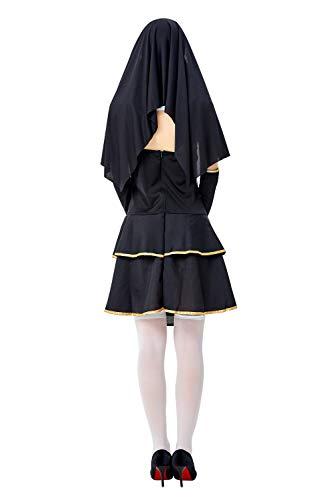Halloween Costume Halloween Costume, Christian Missionary Pastor, Virgin Mary Sister, Role Play, Slip Dress (XL) Black/Gold