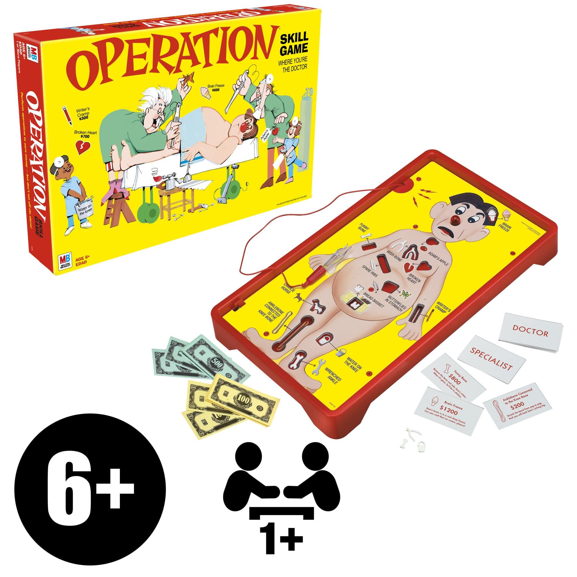 Hasbro Operation Electronic Board Game, Family Games for Kids Ages 6+, Kids Board Games for 1+ Players, Funny Games for Kids, Kids Gifts (Amazon Exclusive)