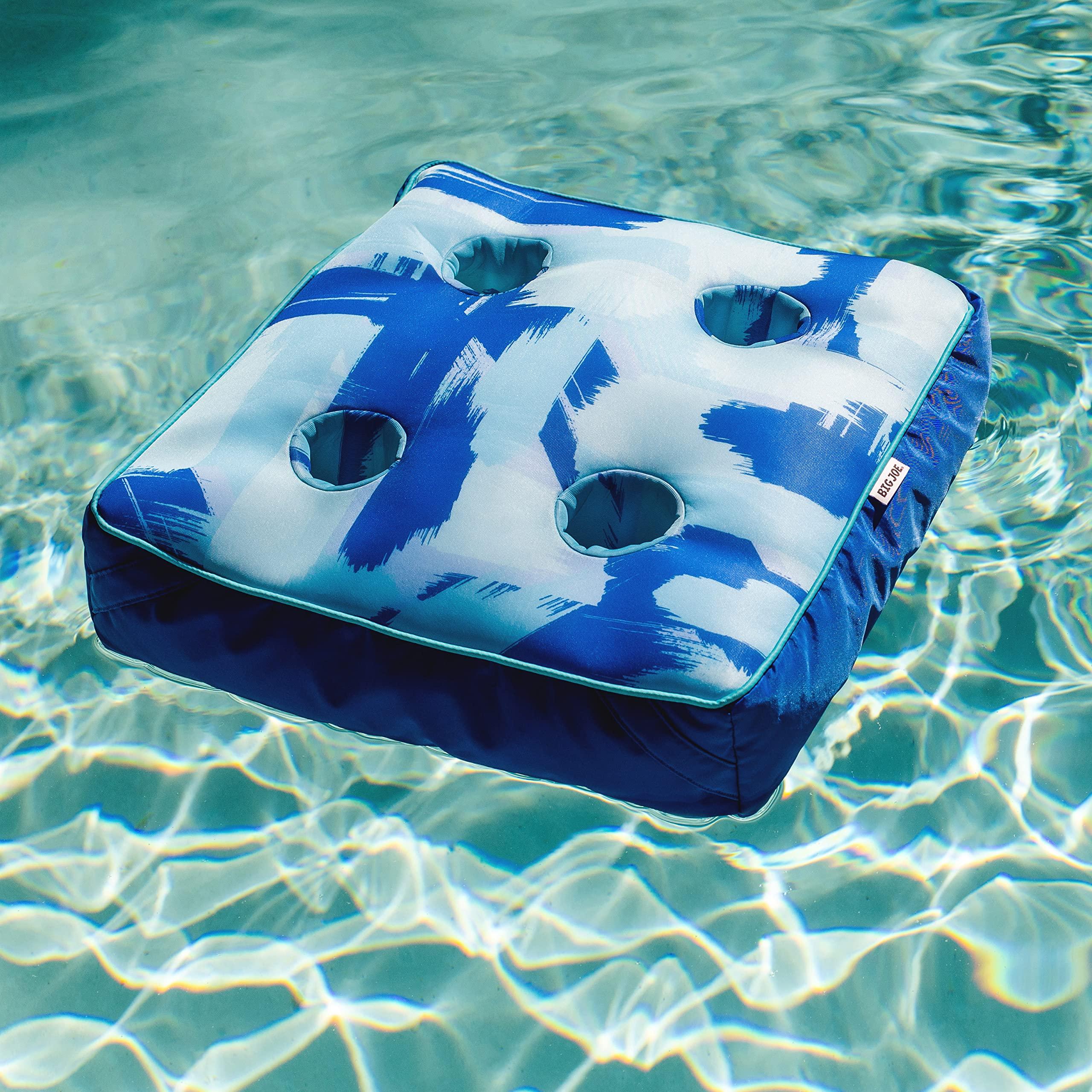 Big Joe Big Joe Captain's Caddie No Inflation Needed Pool Float Drink Holder, Paintbrush Blue Double Sided Mesh, Quick Draining Fabric, 2 feet