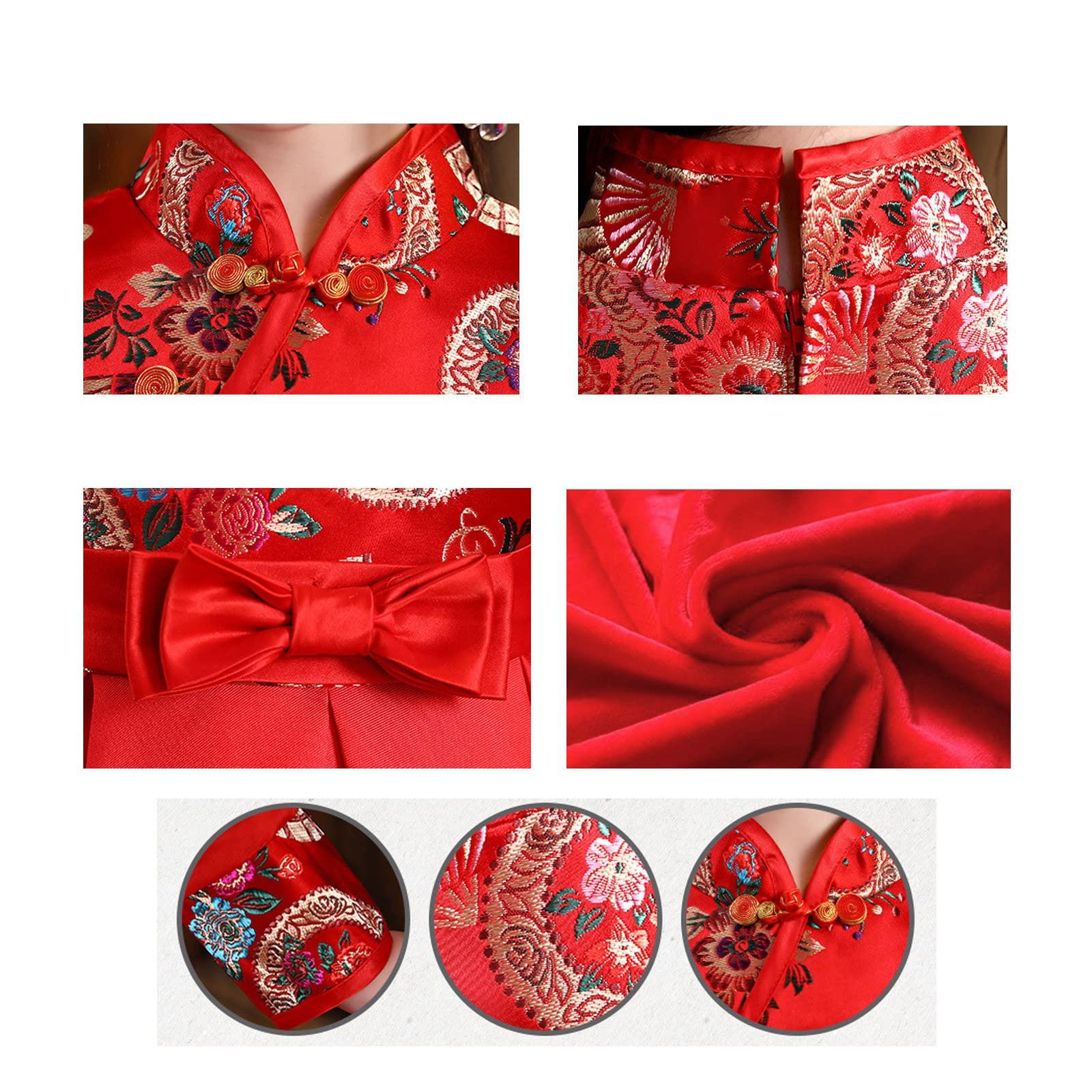 Digood Toddler Baby Kids Girls Dress Chinese New Year Tang Suit Thick Warm Princess Dresses Costumes Party Clothes