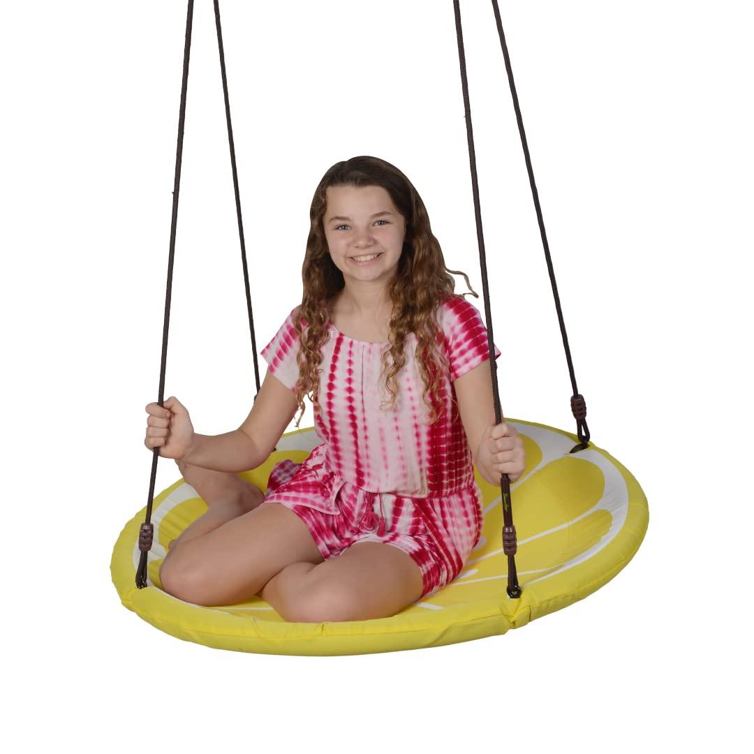 Swurfer Swurfer Slice Tree Swing, Saucer Swing Tree Swing for Kids Outdoor, Outdoor Swing for Kids, Weather Resistant Quick Drying Fabric, Easy Tool Free Assembly, Ages 4 and Up, Holds Up to 500 lbs