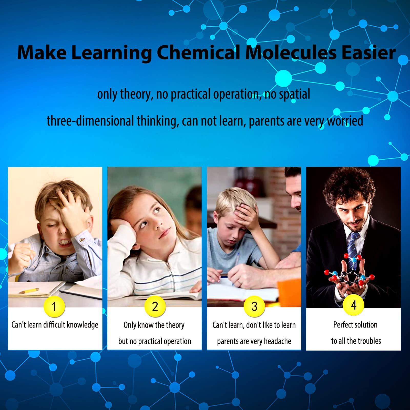 EXBEPE EXBEPE Comprehensive Chemistry Molecular Model Kit 406pc Organic and Inorganic STEM Set,Middle,High School,and College Supplies, Educational Science Set Learning Structure and Reactions Student Gifts